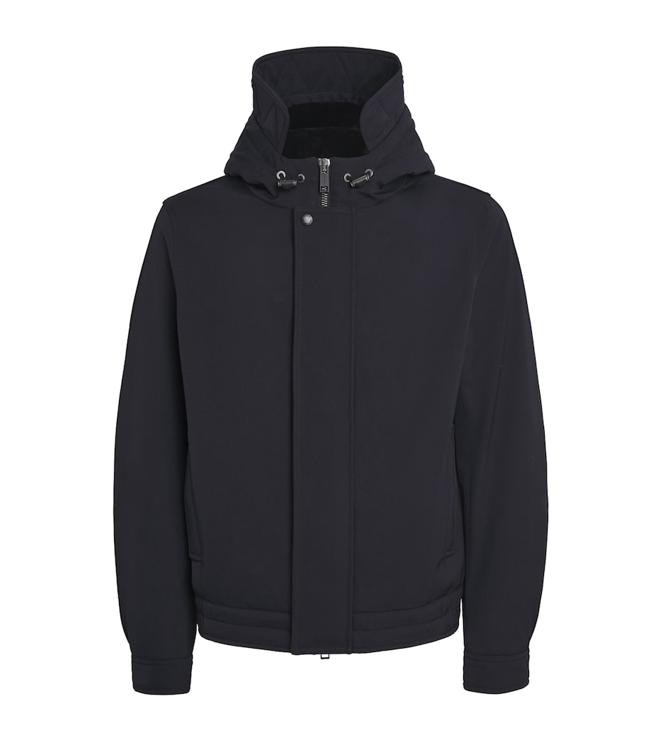 Down Waterproof Shearling-Lined Short Parka A7033 NAVY Image 1