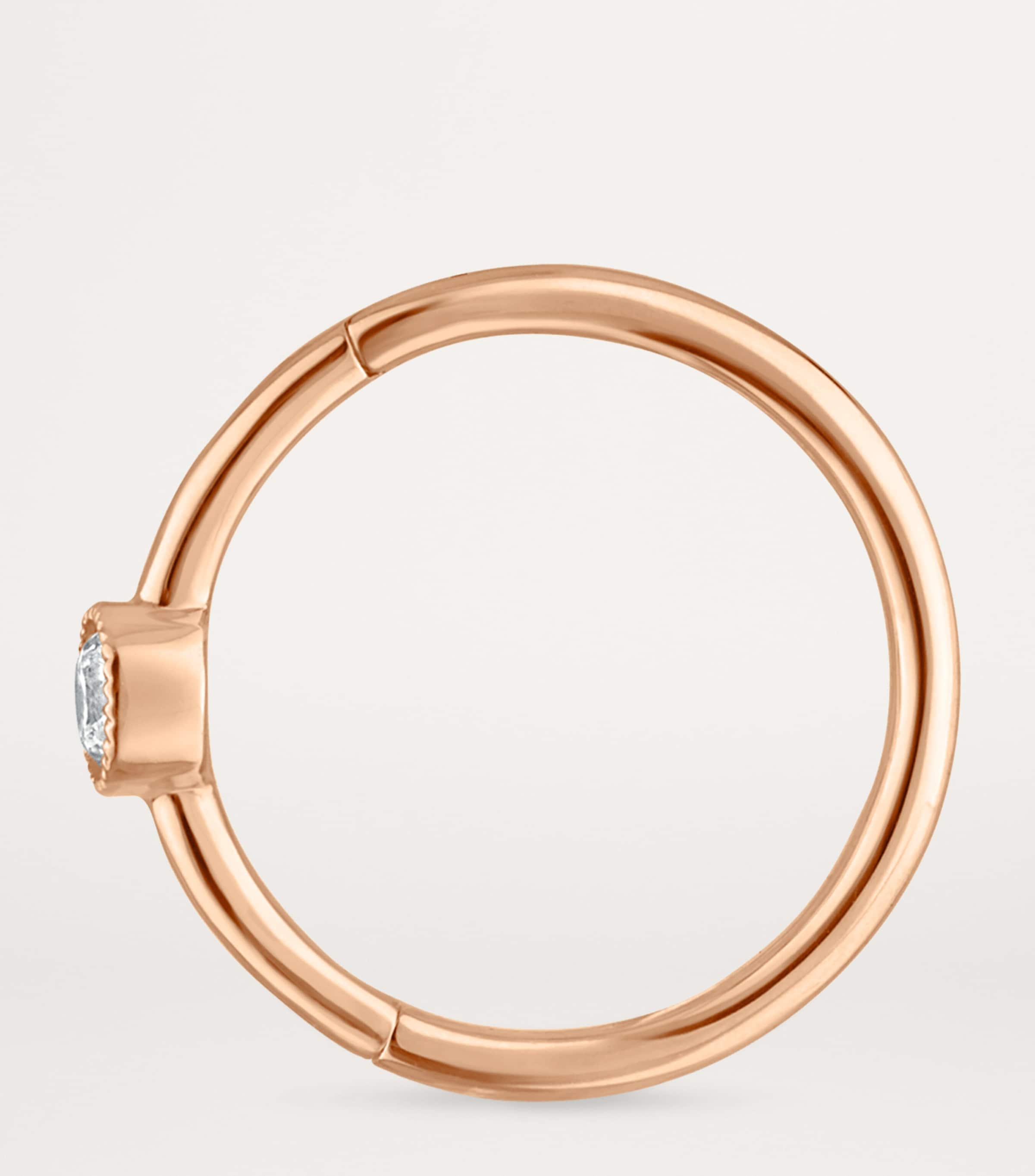 Gold and Diamond Scalloped Single Hoop Earring (9.5mm) ROSE GOLD Image 2