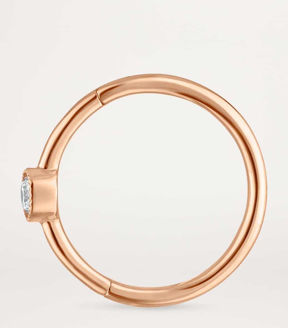 Gold and Diamond Scalloped Single Hoop Earring (9.5mm) ROSE GOLD Image 2