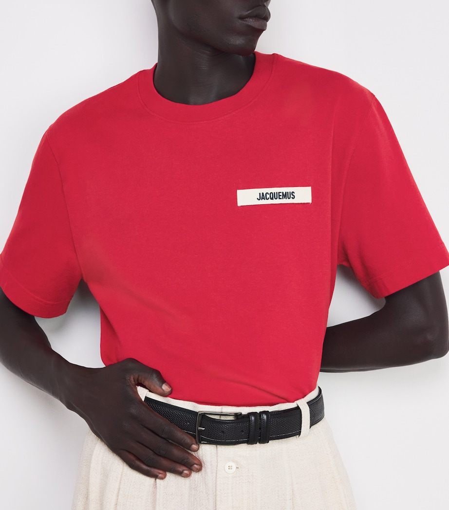 Cotton Logo Patch T-Shirt 480-DARK RED Image 6