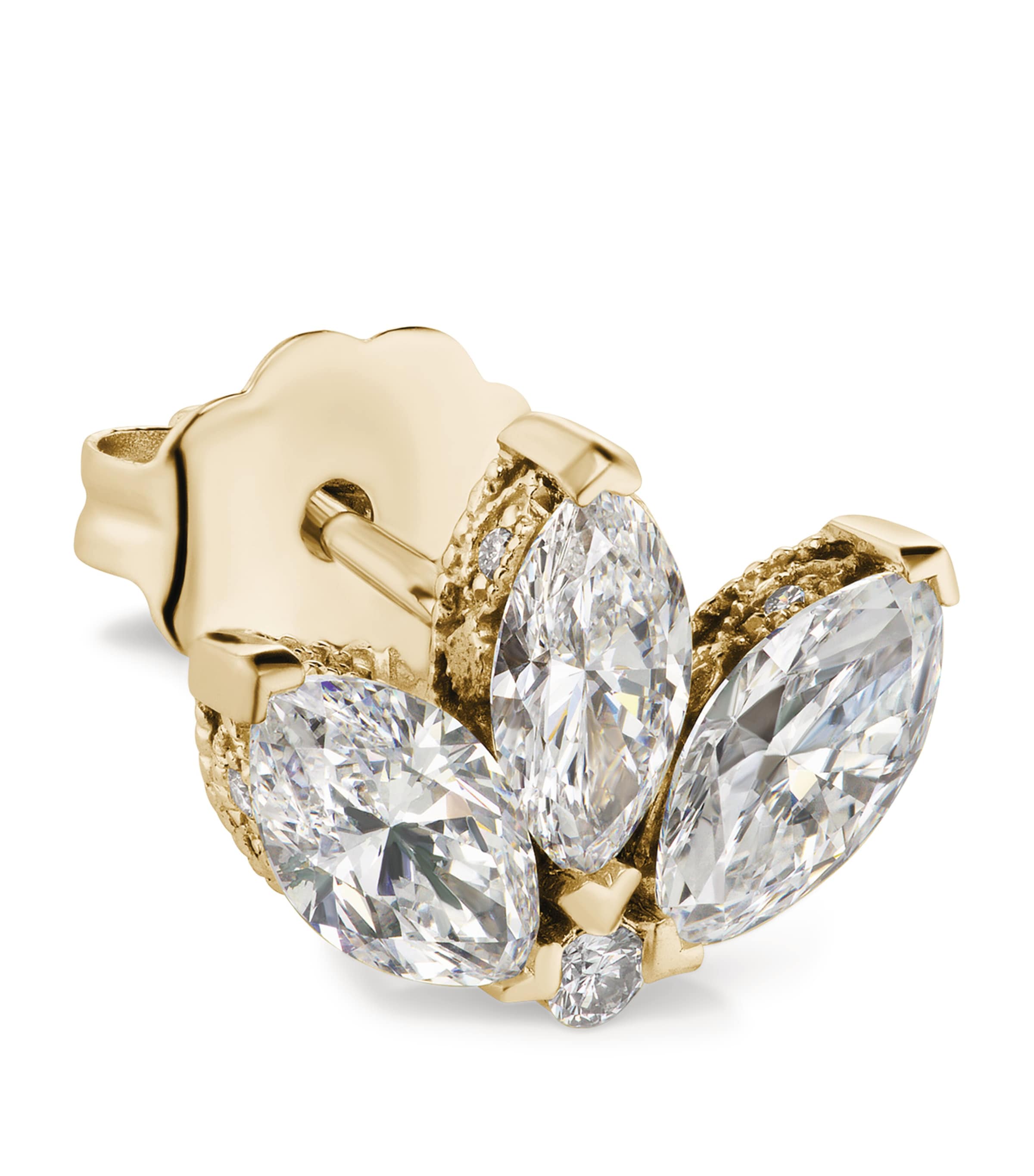 Maria Tash Yellow Gold Invisible Diamond Lotus Threaded Stud Earring (6mm) Yellow Gold Image 1