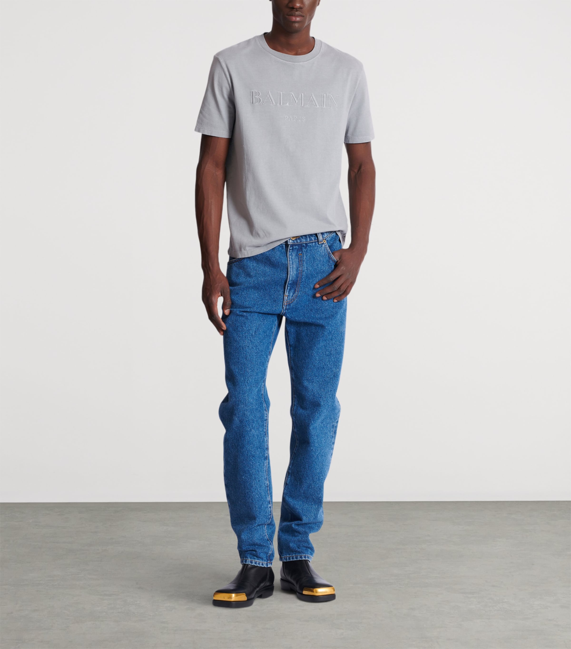 Cotton Vintage Logo T-Shirt YJD GRIS ARGENT Image 3