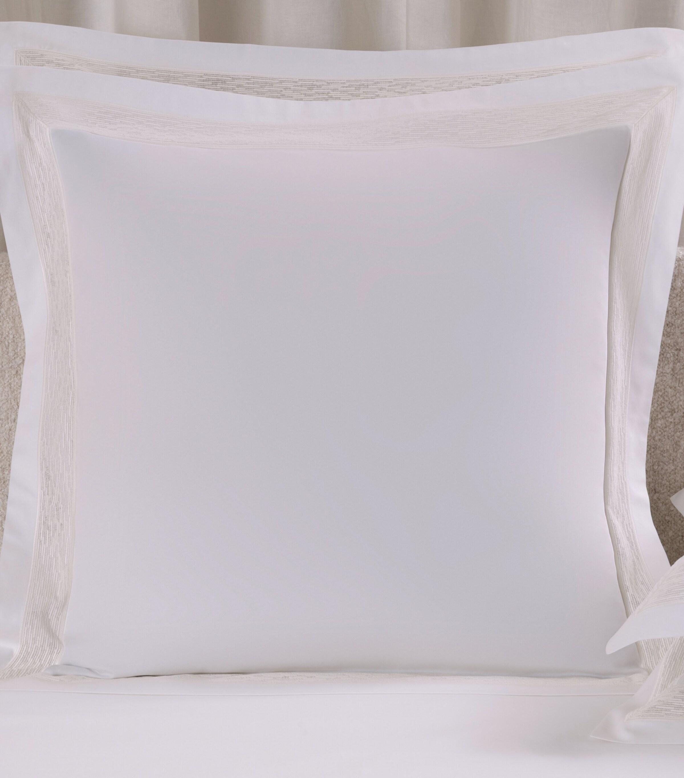 Frette Cotton Balance Lace Square Pillowcase (65cm x 65cm) Milk Image 3
