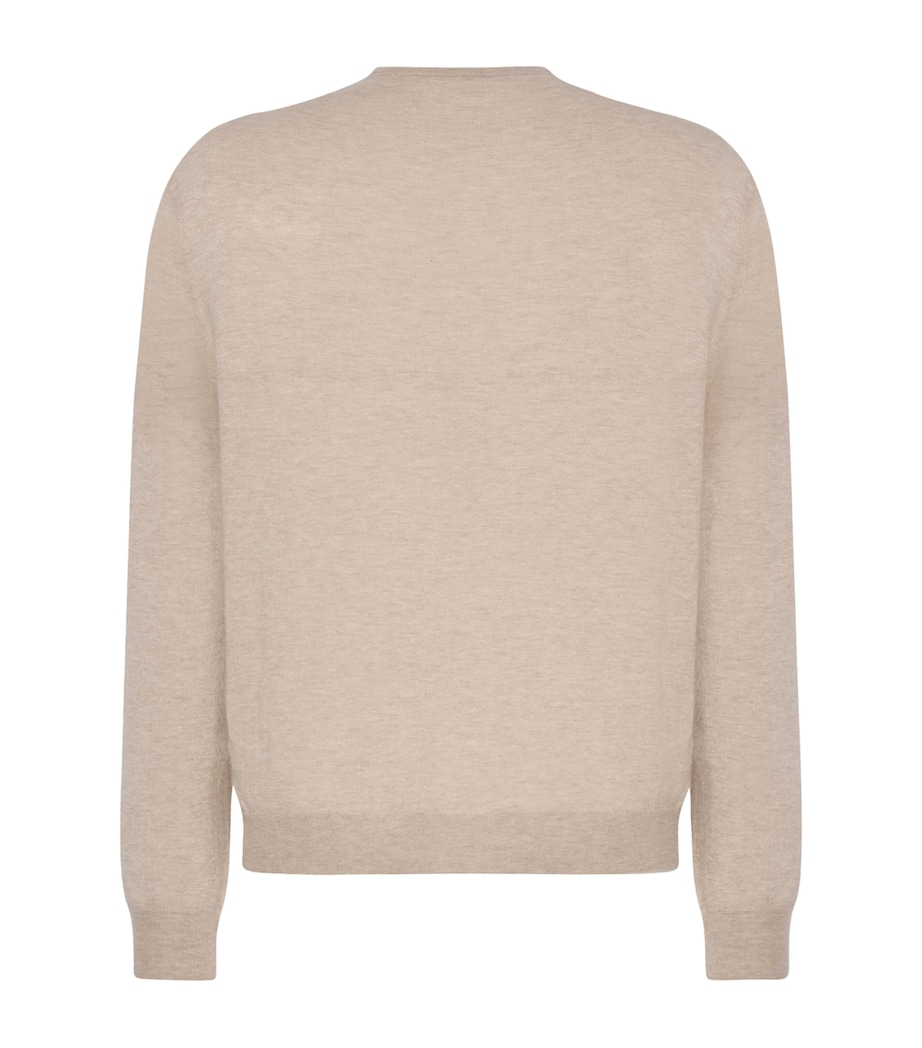The Row Mens Mapple Cashmere V-Neck Jumper Beige Melange Image 2