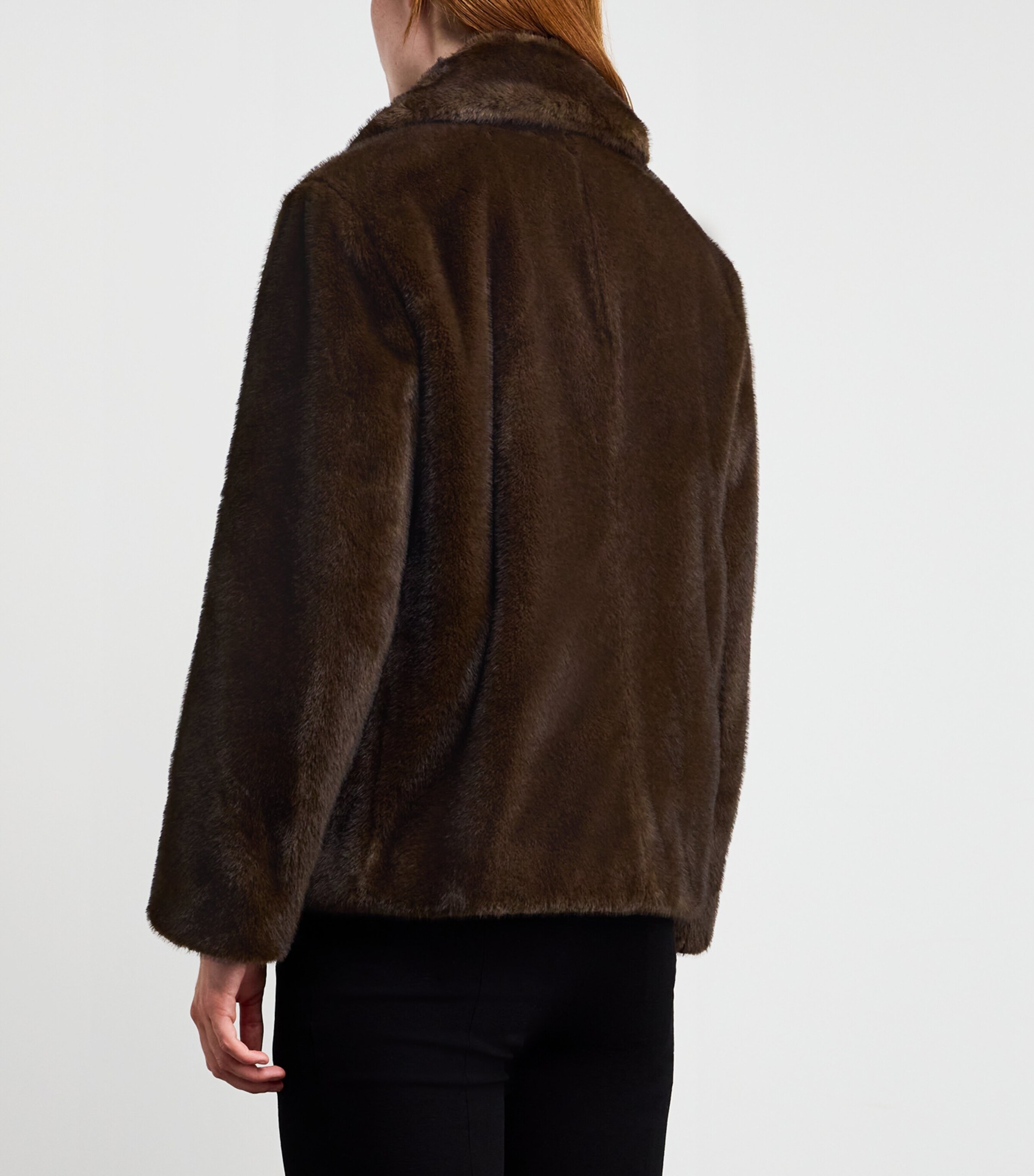 Faux Fur Pea Coat BROWN Image 4