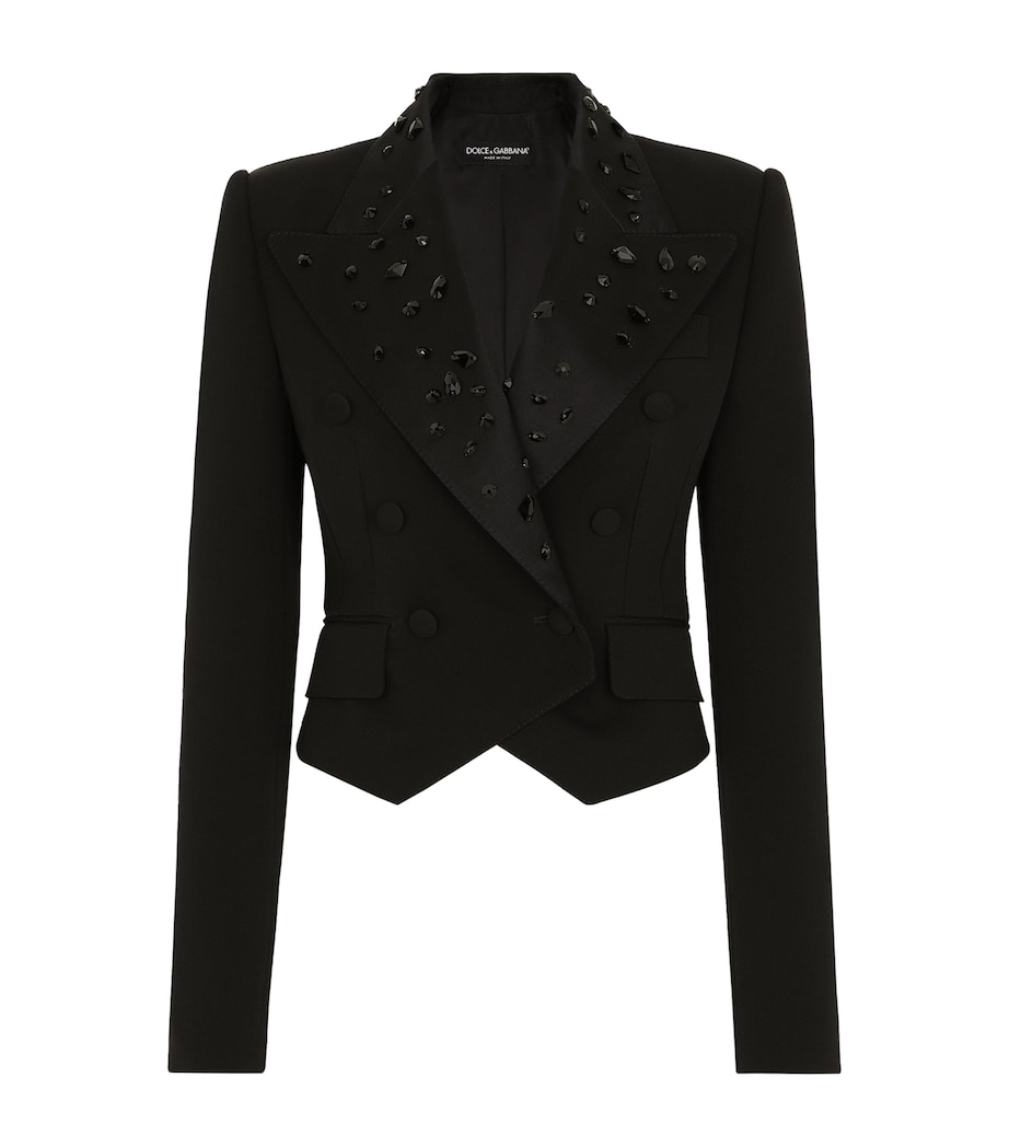 Virgin Wool-Blend Embellished Cropped Blazer S8400-EMBROIDERED Image 1
