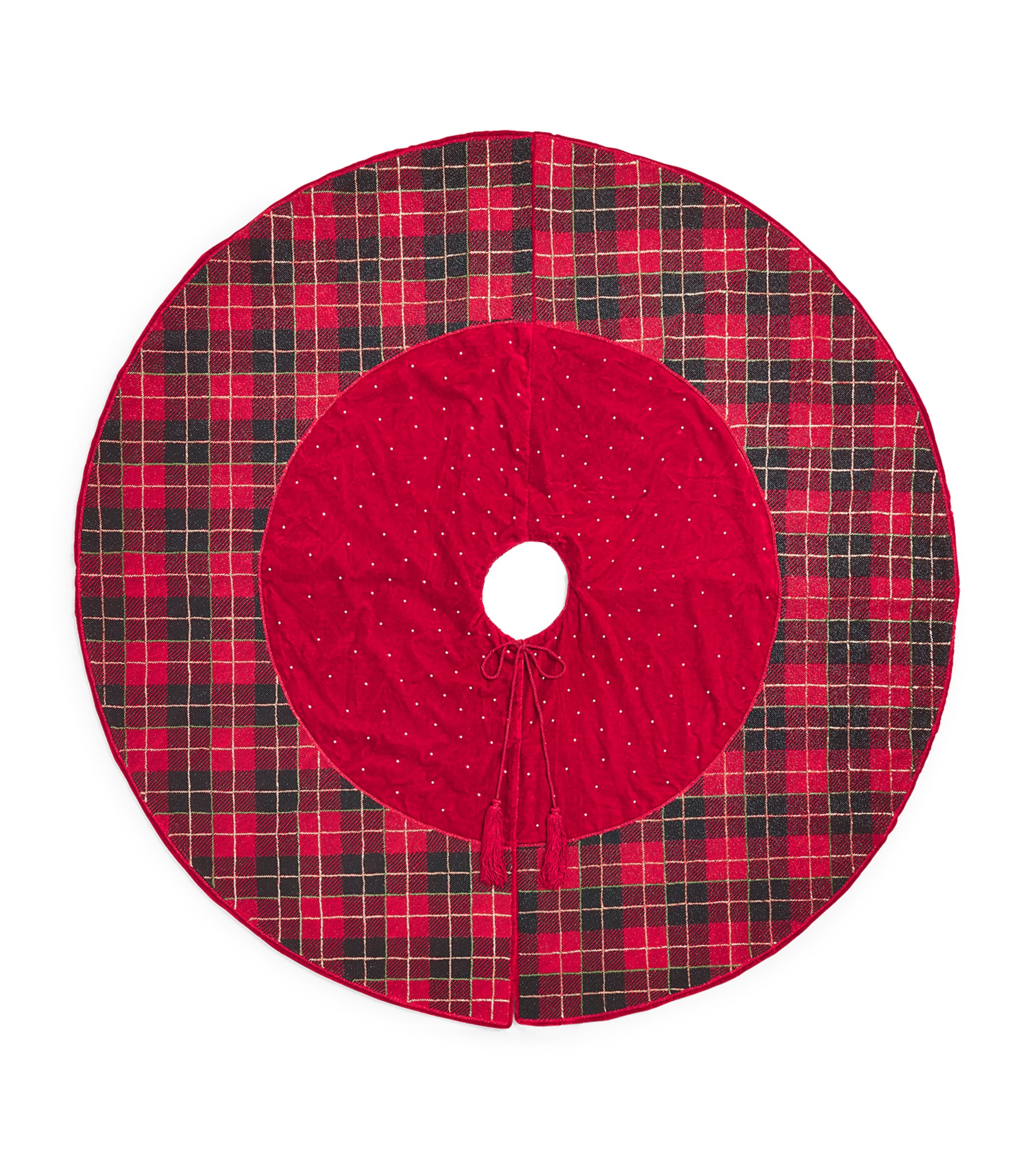 Harrods Velvet Tartan Tree Skirt In Red