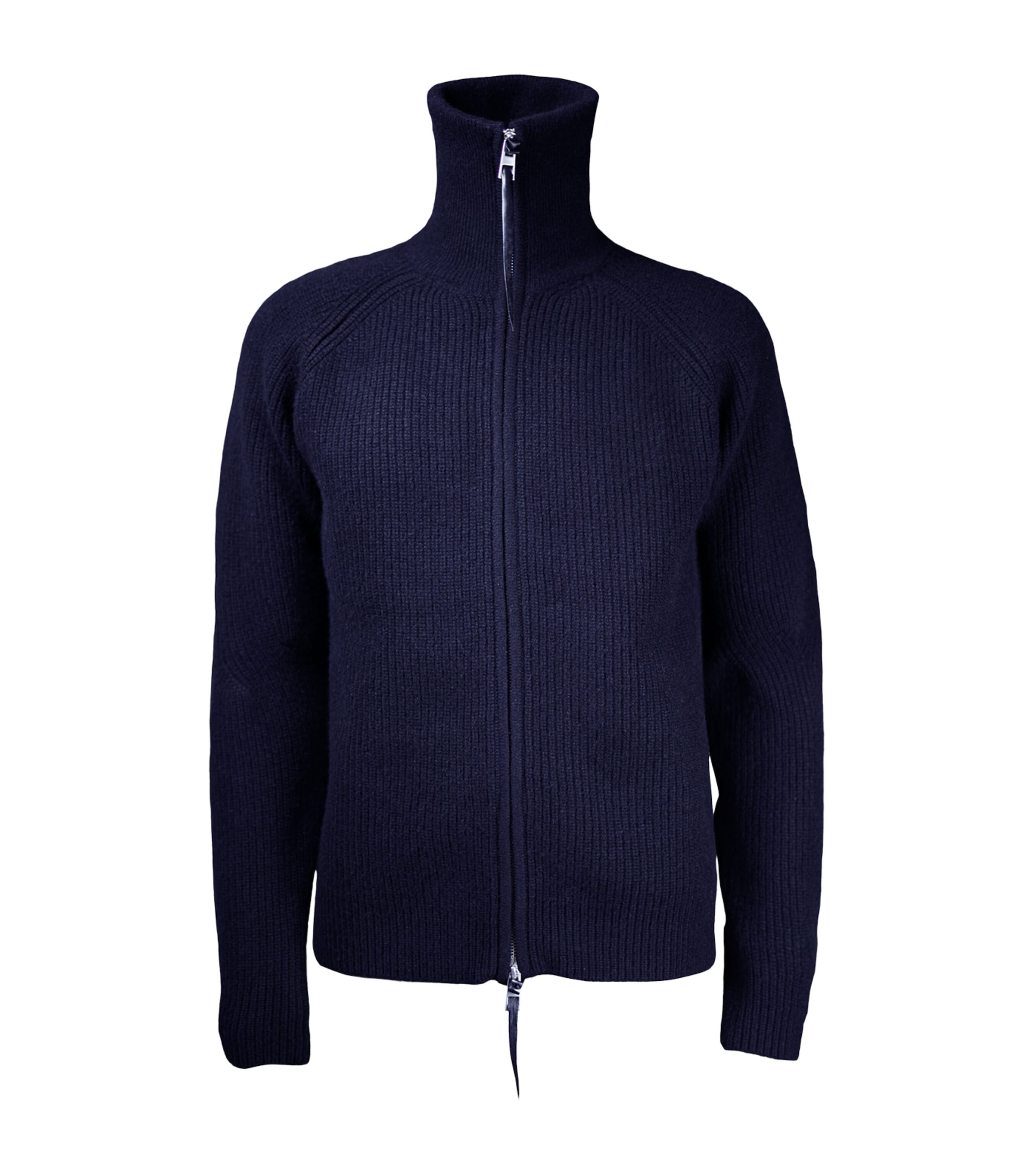 Alan Scott Mens Cashmere Rib-Knit Cardigan Midnight Image 1