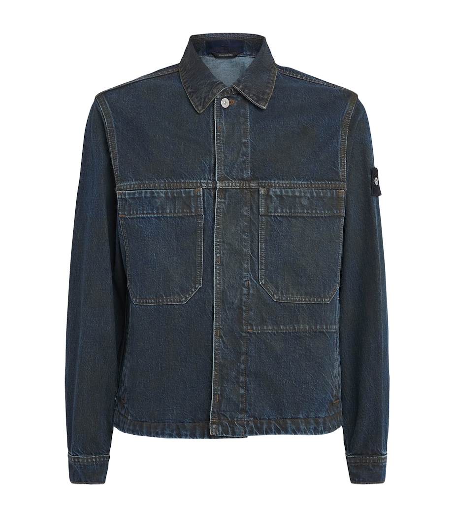 Stone Island Mens Denim Biker Jacket Image 1