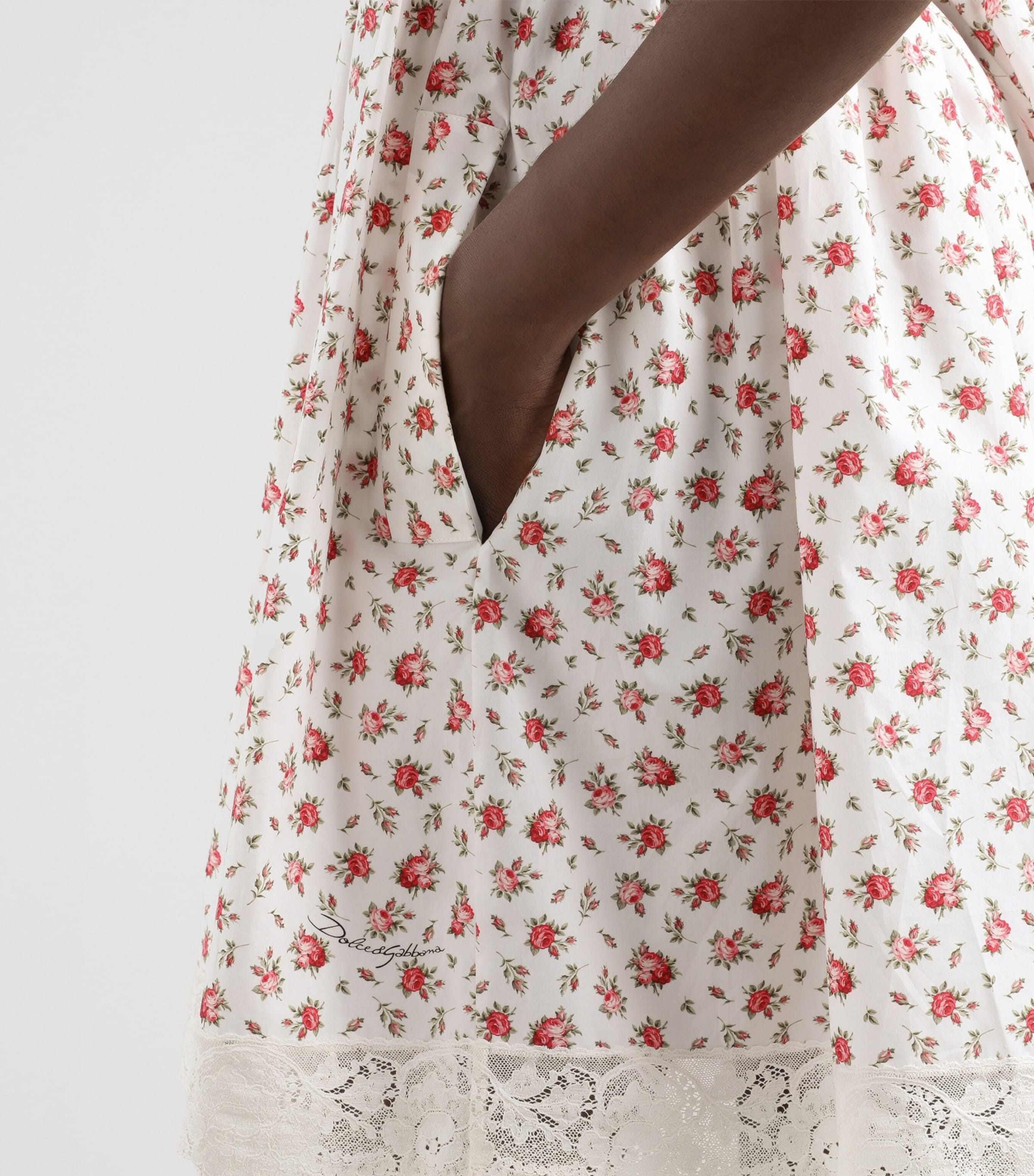 Dolce&Gabbana Womens Cotton-Blend Floral Sleeveless Midi Dress Rose Image 5