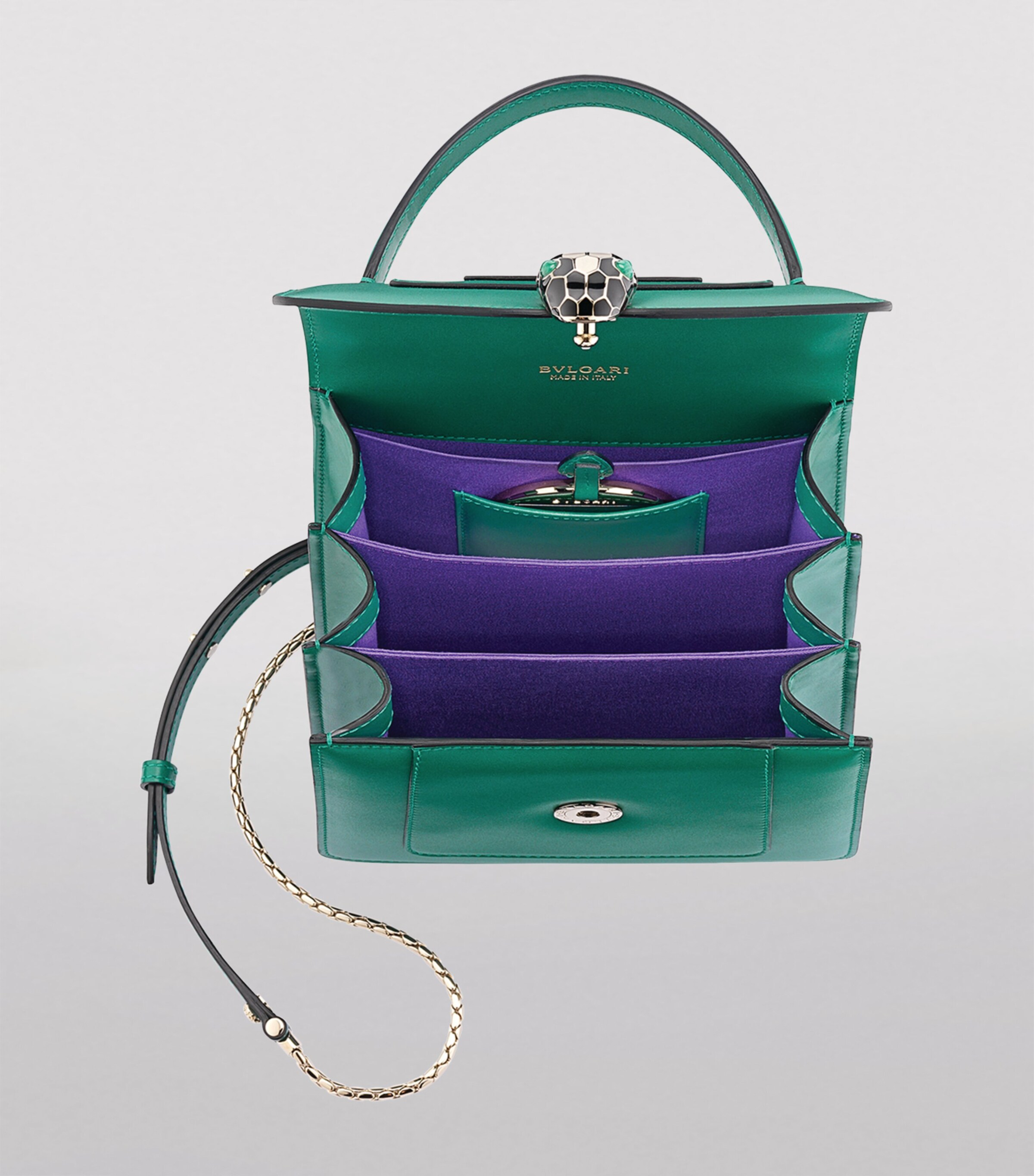 Leather Serpenti Forever Top-Handle Bag GREEN LIGHT Image 5