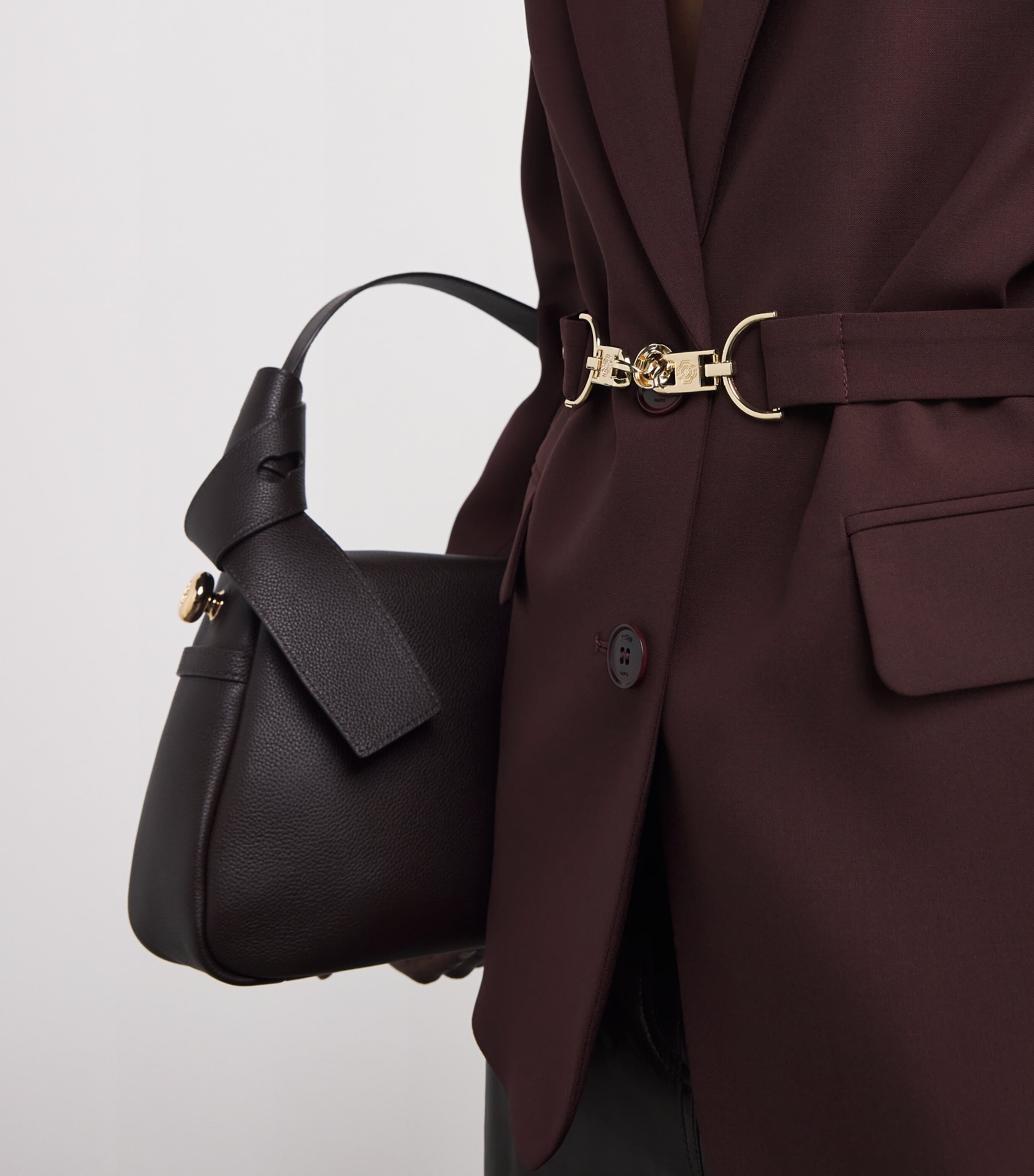 Wool-Blend Belted Blazer BURGUNDY Image 6