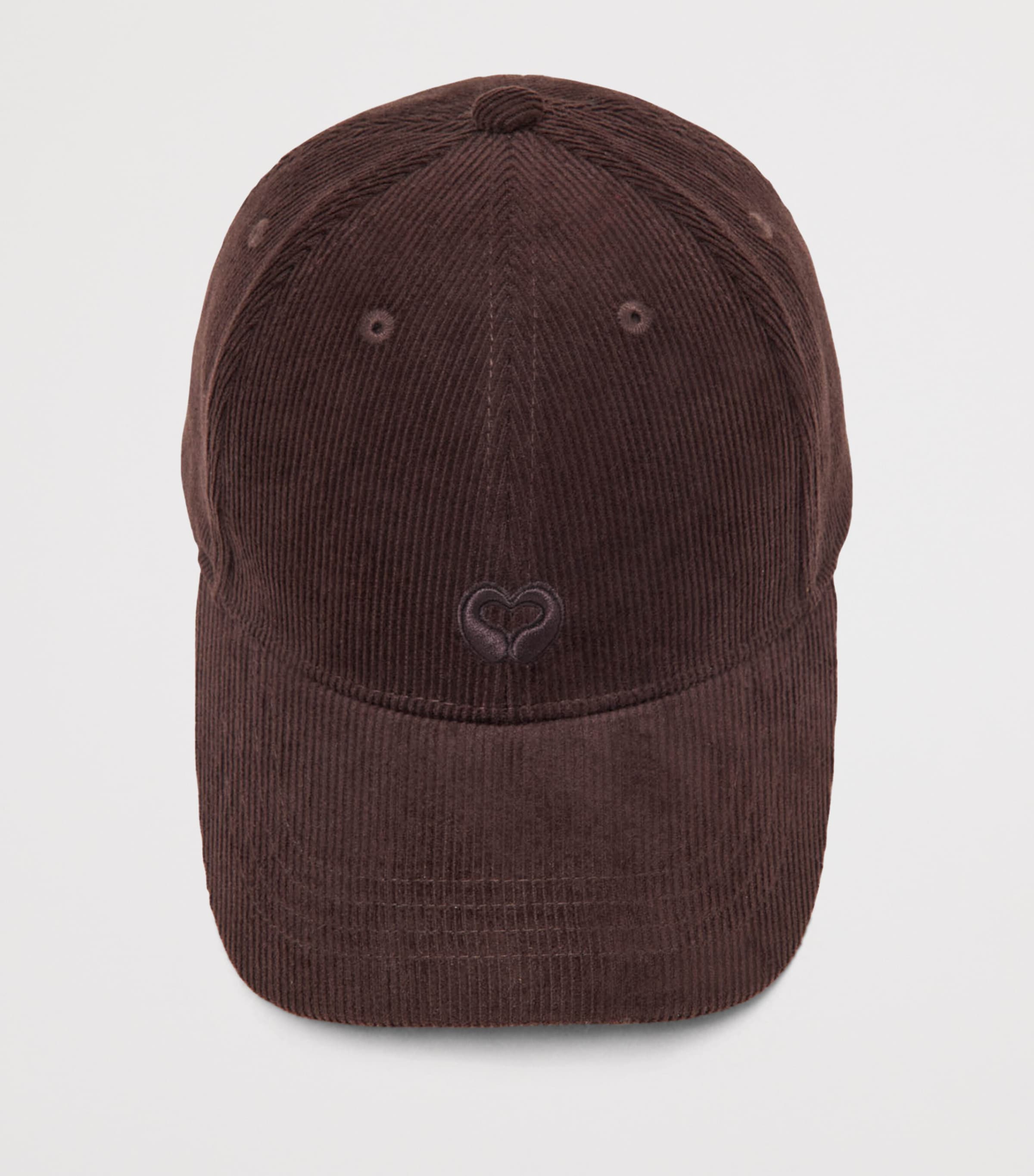 Maje Corduroy Logo Baseball Cap Dark Brown Image 2
