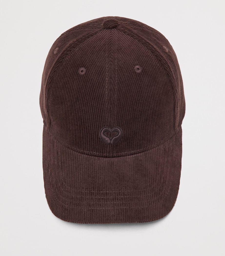 Maje Corduroy Logo Baseball Cap Dark Brown Image 2