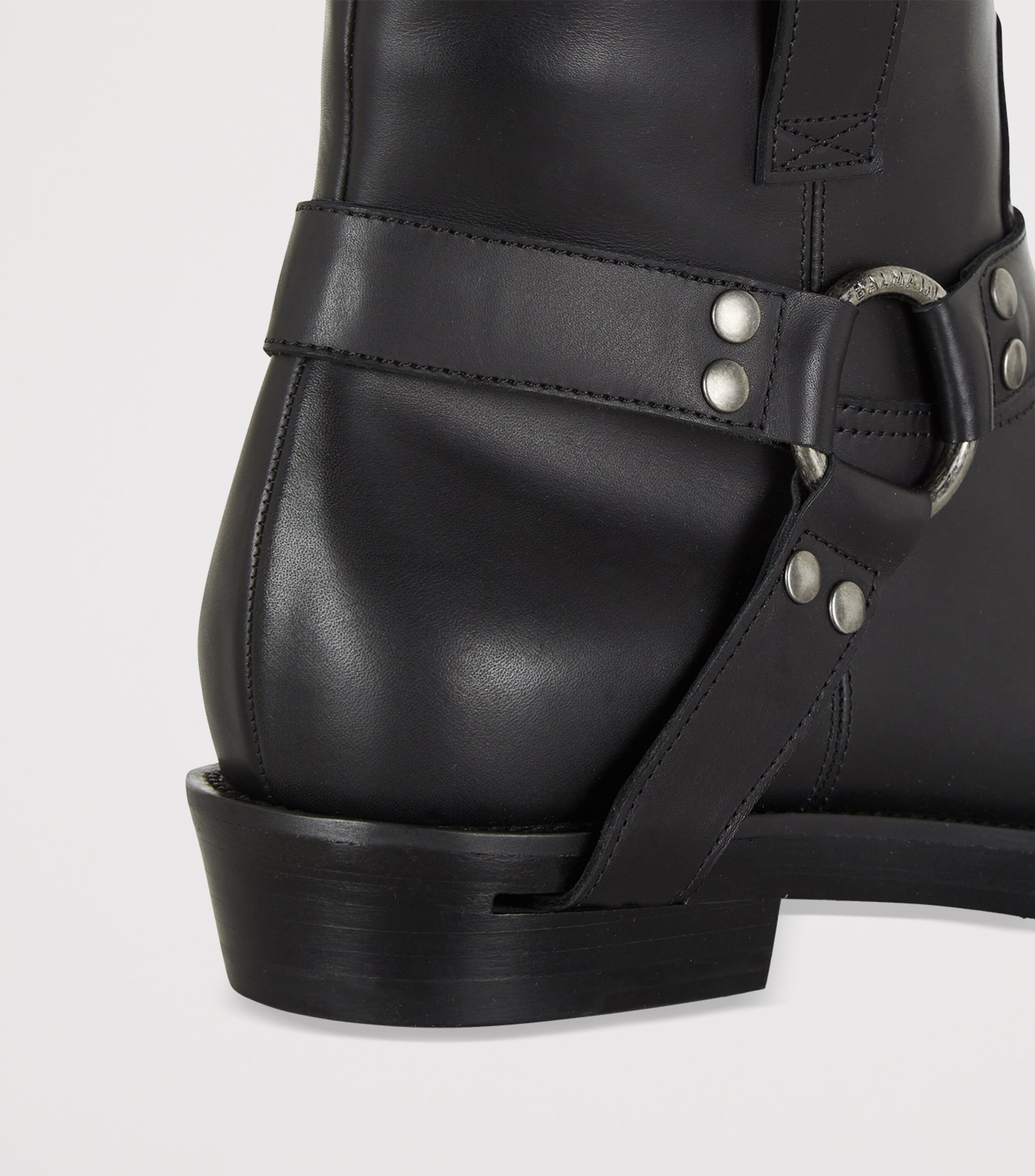 Leather Biker Ankle Boots 0PA NOIR Image 5