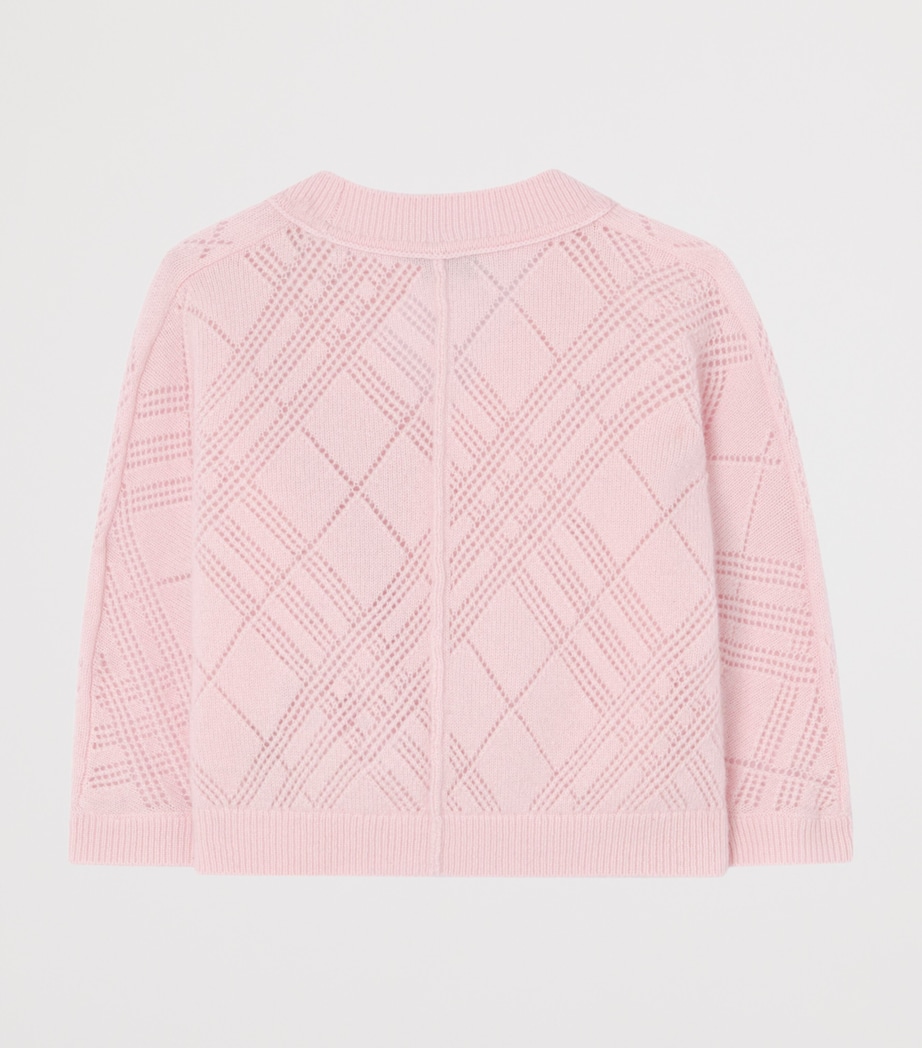 Burberry Kids Cashmere Check Cardigan and Trouser Set (1-18 Months) Archive Pink Image 3