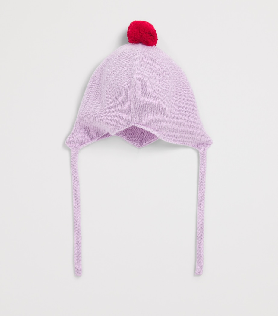 Rosie Sugden Cashmere Pom-Pom Bonnet (0-24 Months) Lupin/chianti Image 2