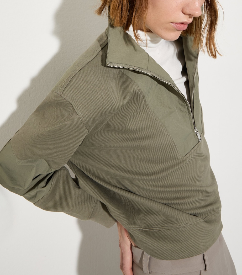 Cotton Jersey-Blend Half-Zip Sweatshirt SAGE Image 5