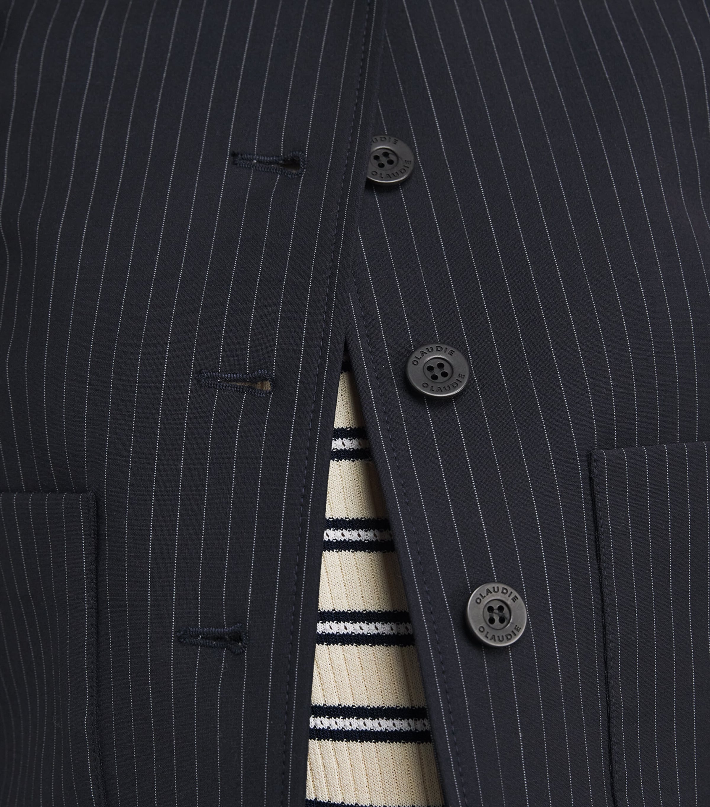 Wool-Blend Stripe Blazer DUAL-COLOR Image 6