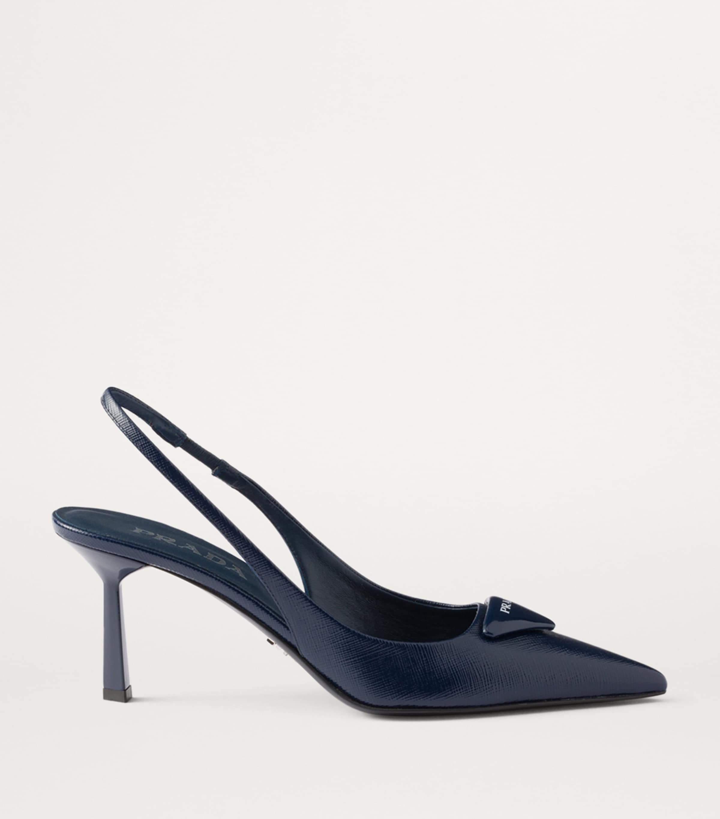 PRADA PATENT LEATHER SLINGBACK PUMPS 75