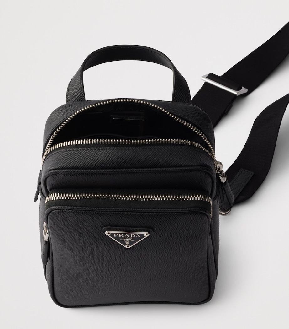 Prada Mini Saffiano Leather One-Shoulder Backpack Black Image 5