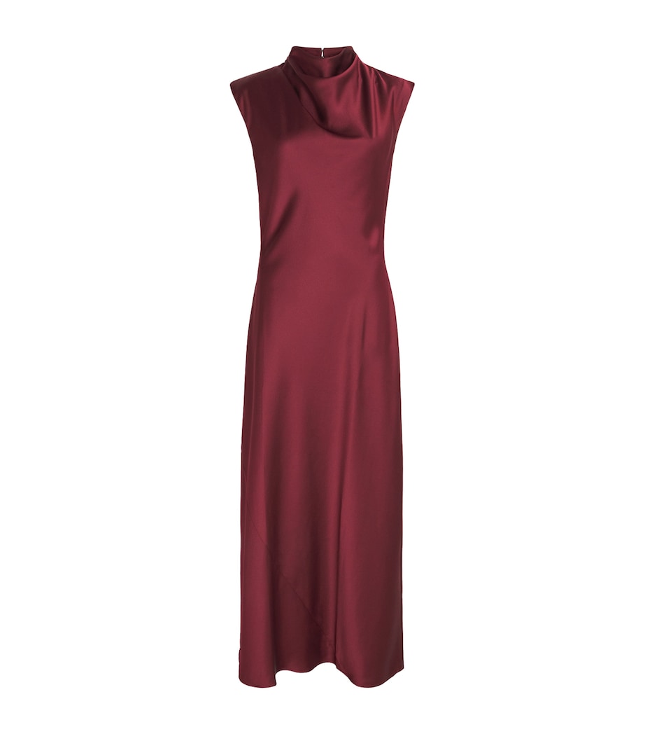 Satin Draped Maxi Dress DEEP RUBY RED Image 1