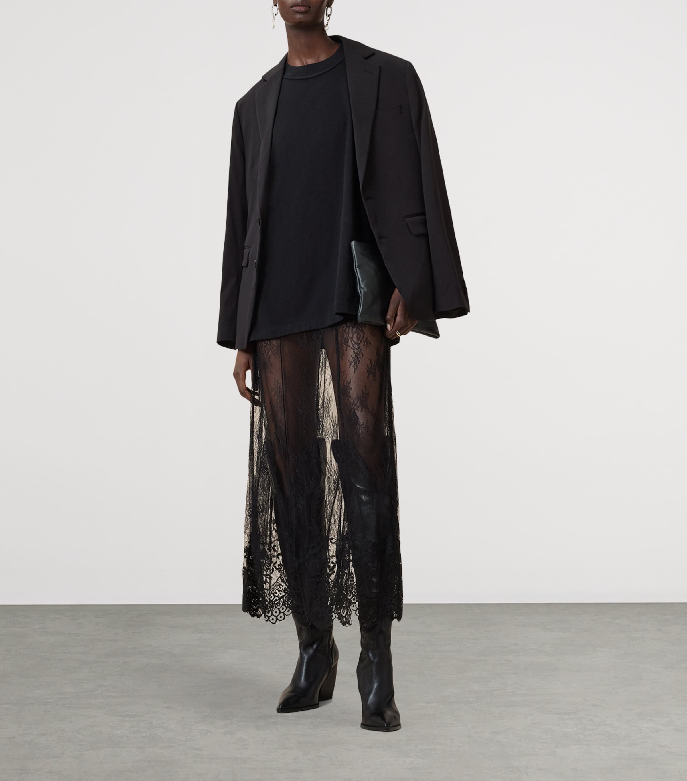 Lace Arran Maxi Skirt BLACK Image 4