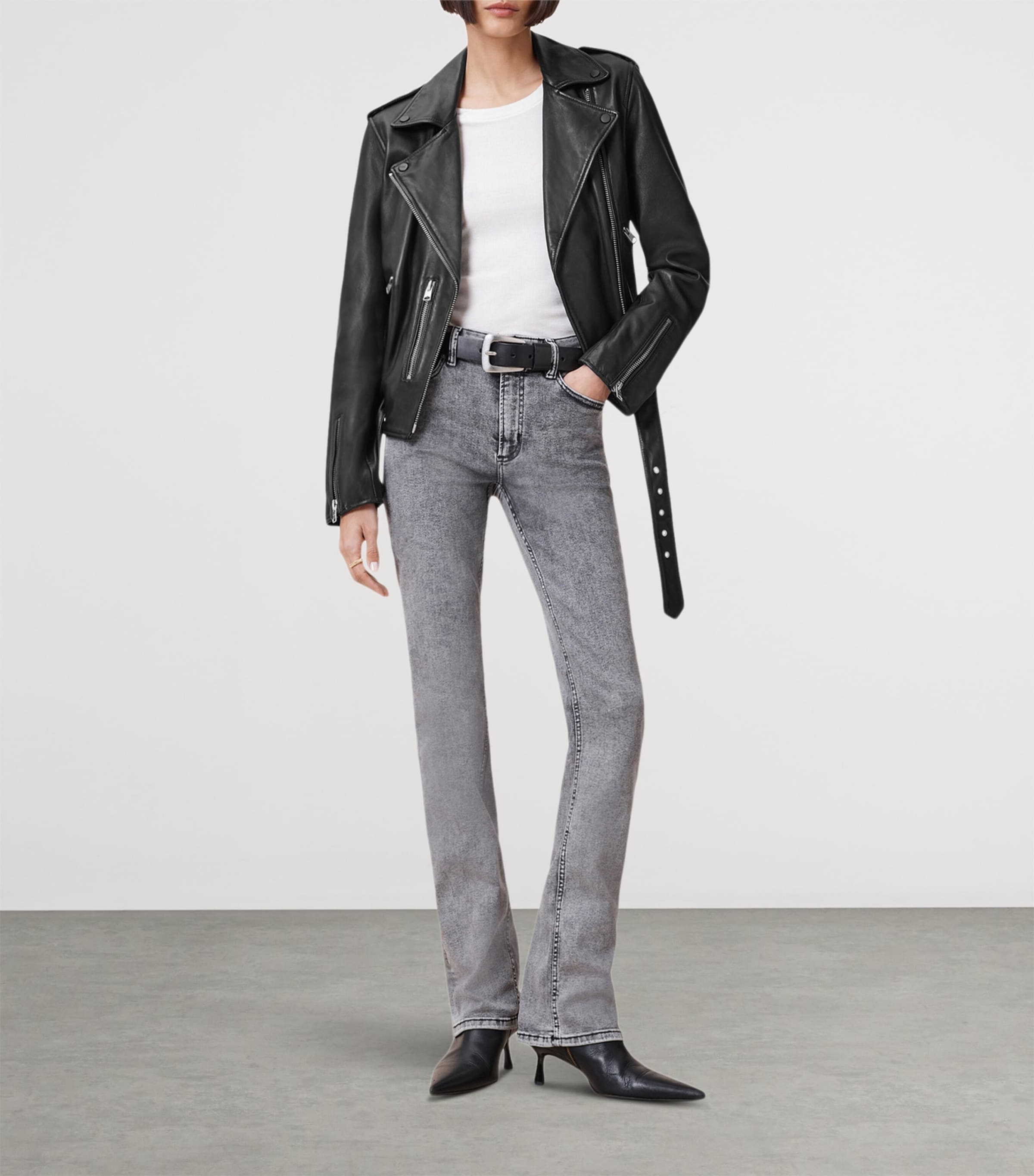 Leather Balfern Biker Jacket BLACK Image 2