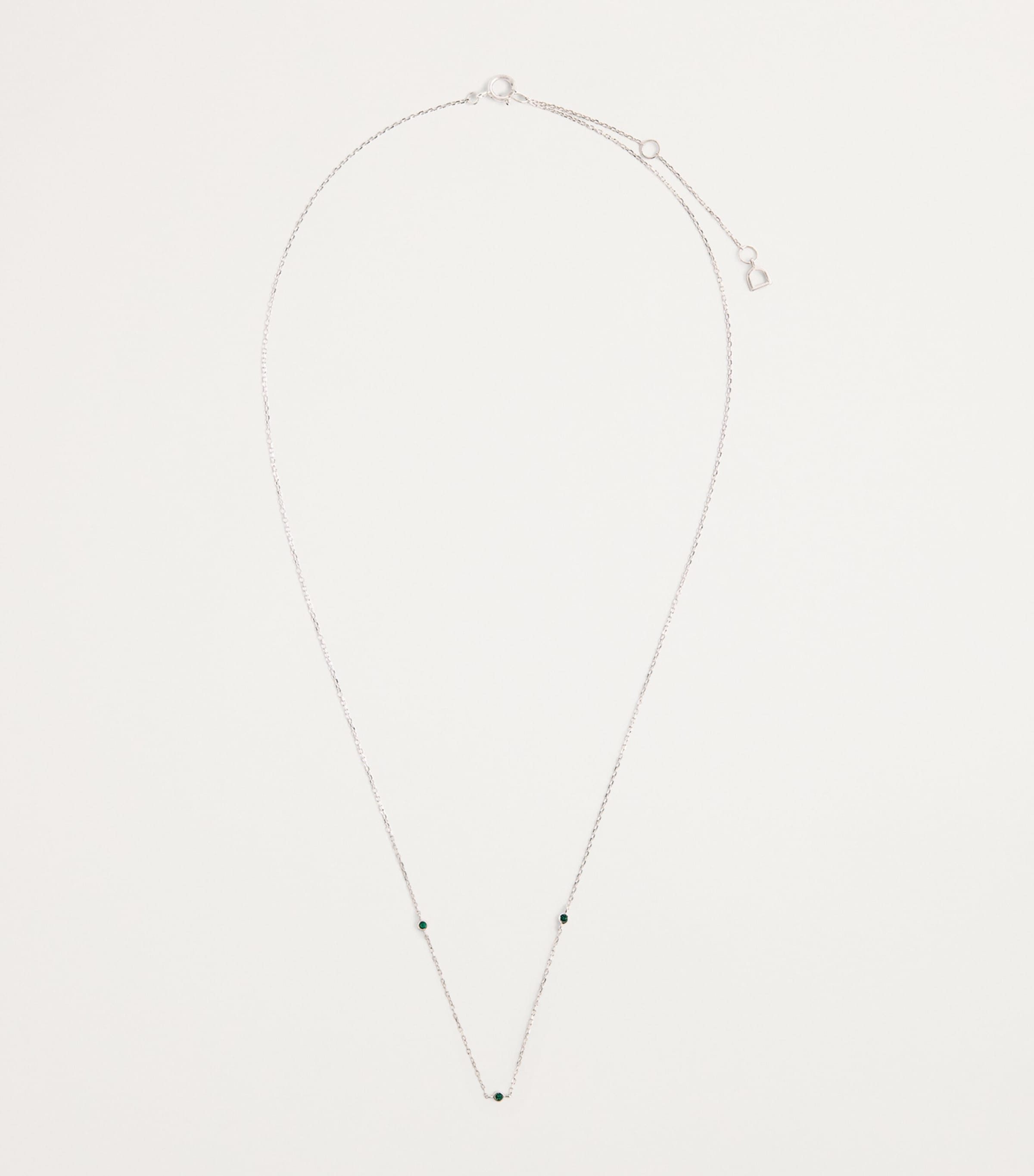 White Gold and Emerald Charm Necklace WHITE GOLD Image 3