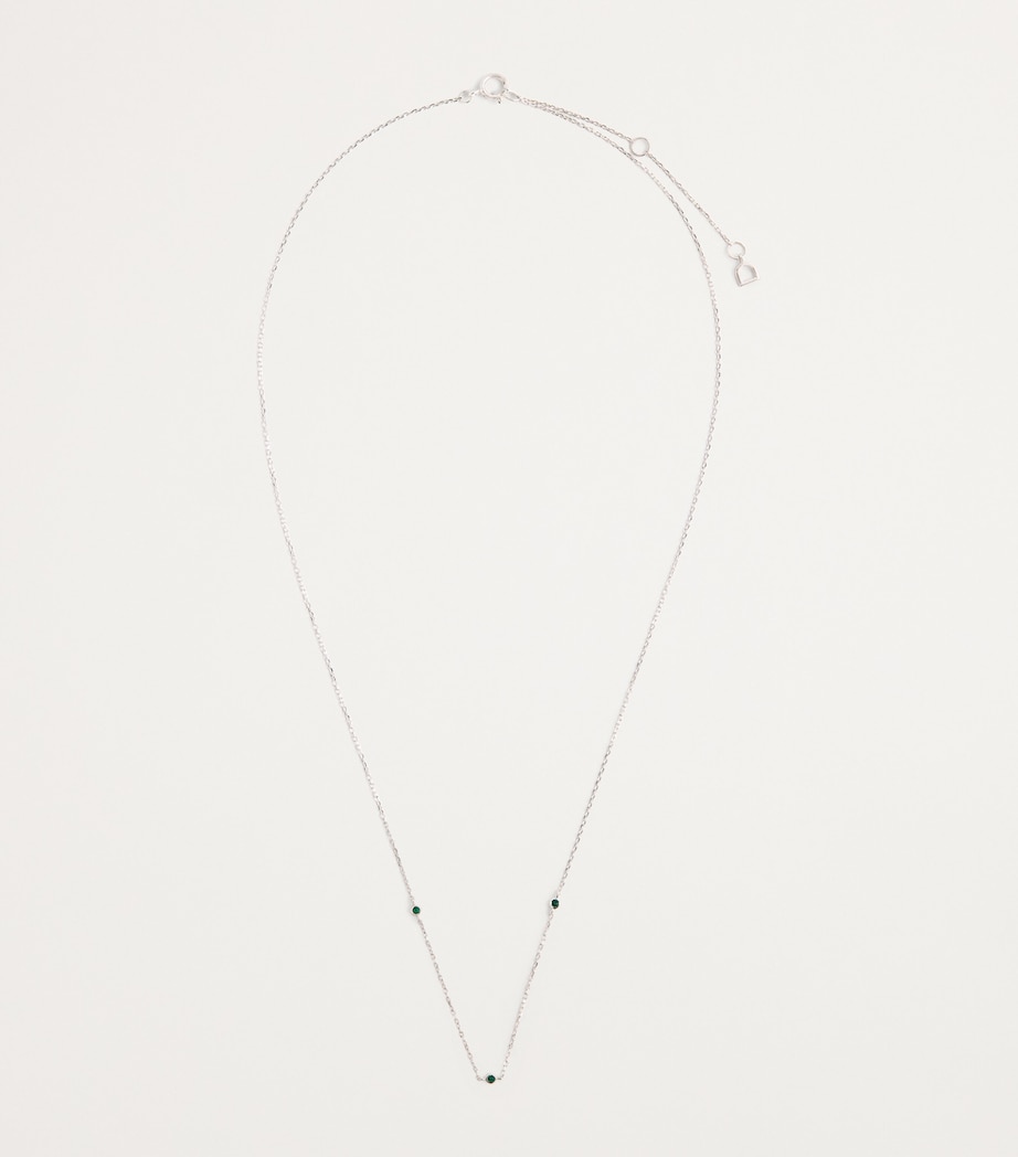 White Gold and Emerald Charm Necklace WHITE GOLD Image 3
