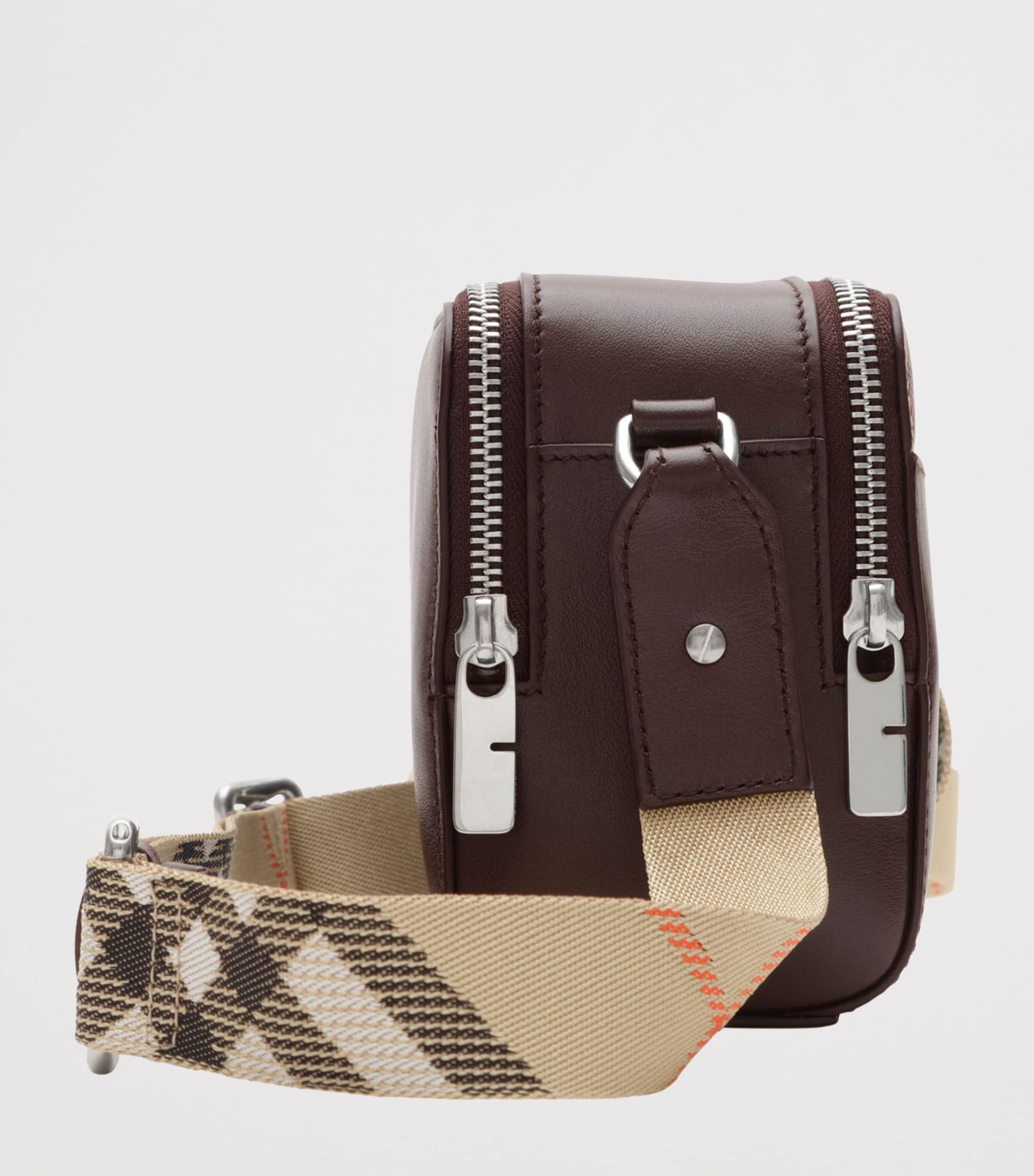 Burberry Leather Check Pop Cross-Body Bag Peat/sand Image 3