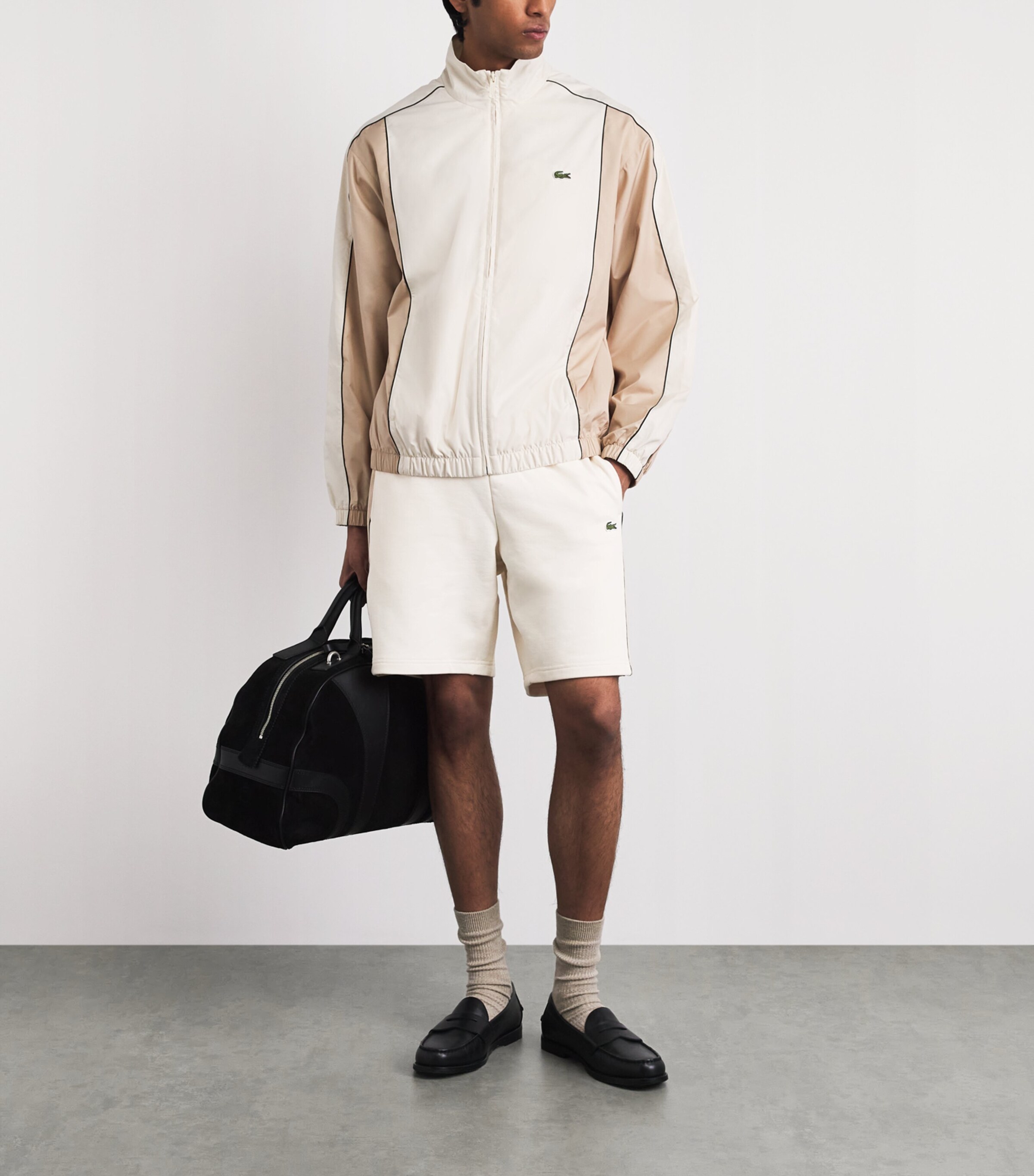Lacoste Mens Jersey Colour-Block Sweatshorts Beige Image 2