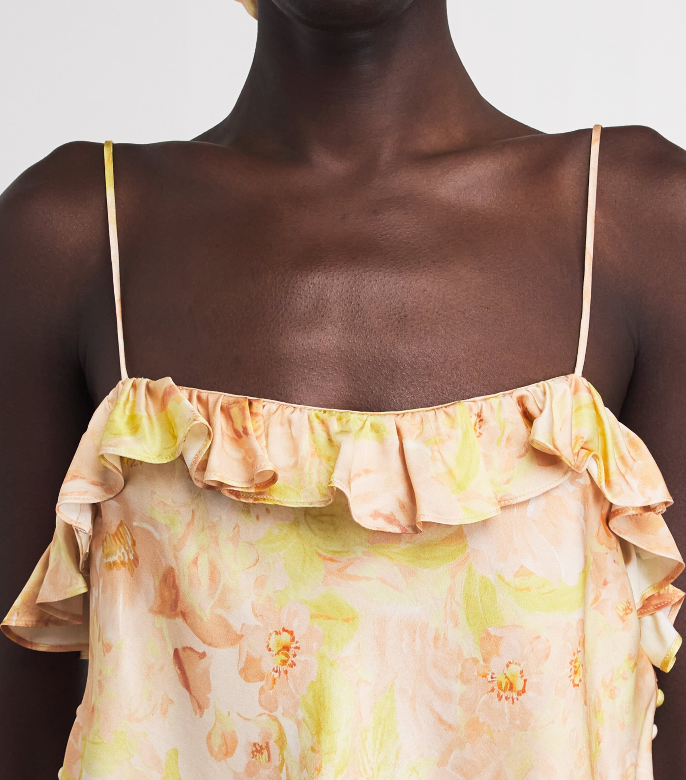 Sandro Paris Womens Satin Floral Print Cami Top Pink / Green Image 3