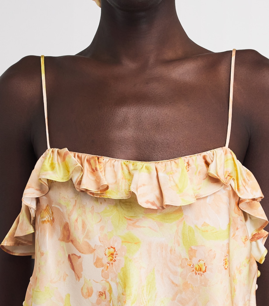 Sandro Paris Womens Satin Floral Print Cami Top Pink / Green Image 3