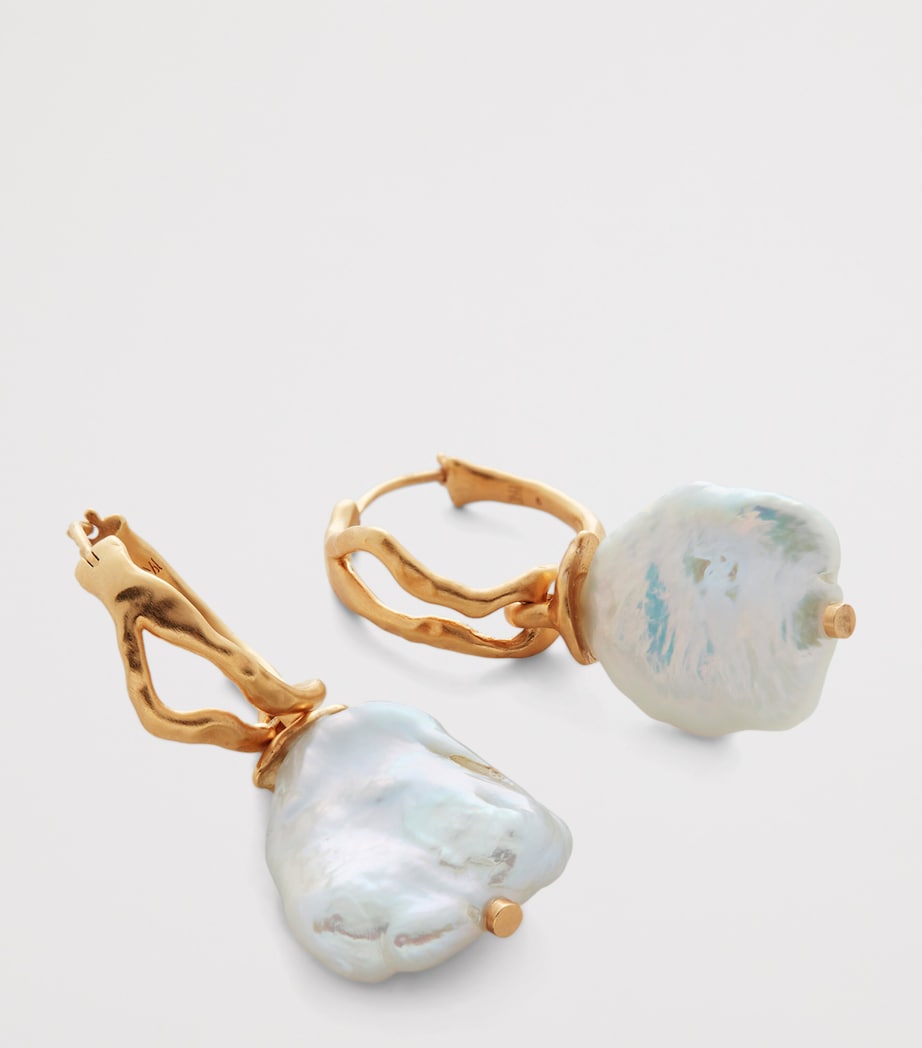 x Mother of Pearl Large Gold Vermeil and Keshi Pearl Drop Earrings 18K GOLD VERMEIL Image 2