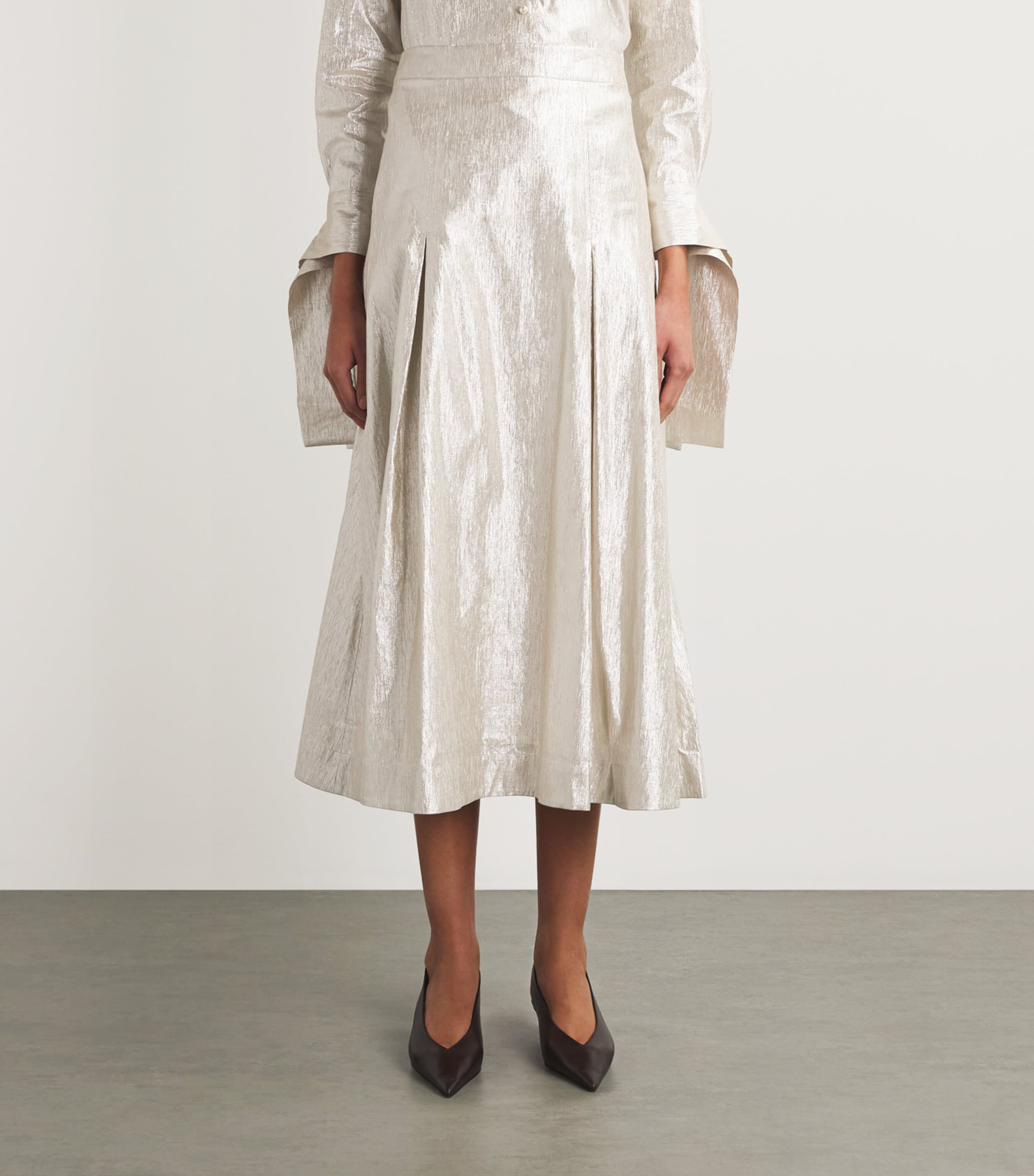 Honesty Opens Midi Skirt SILVER LINEN Image 3