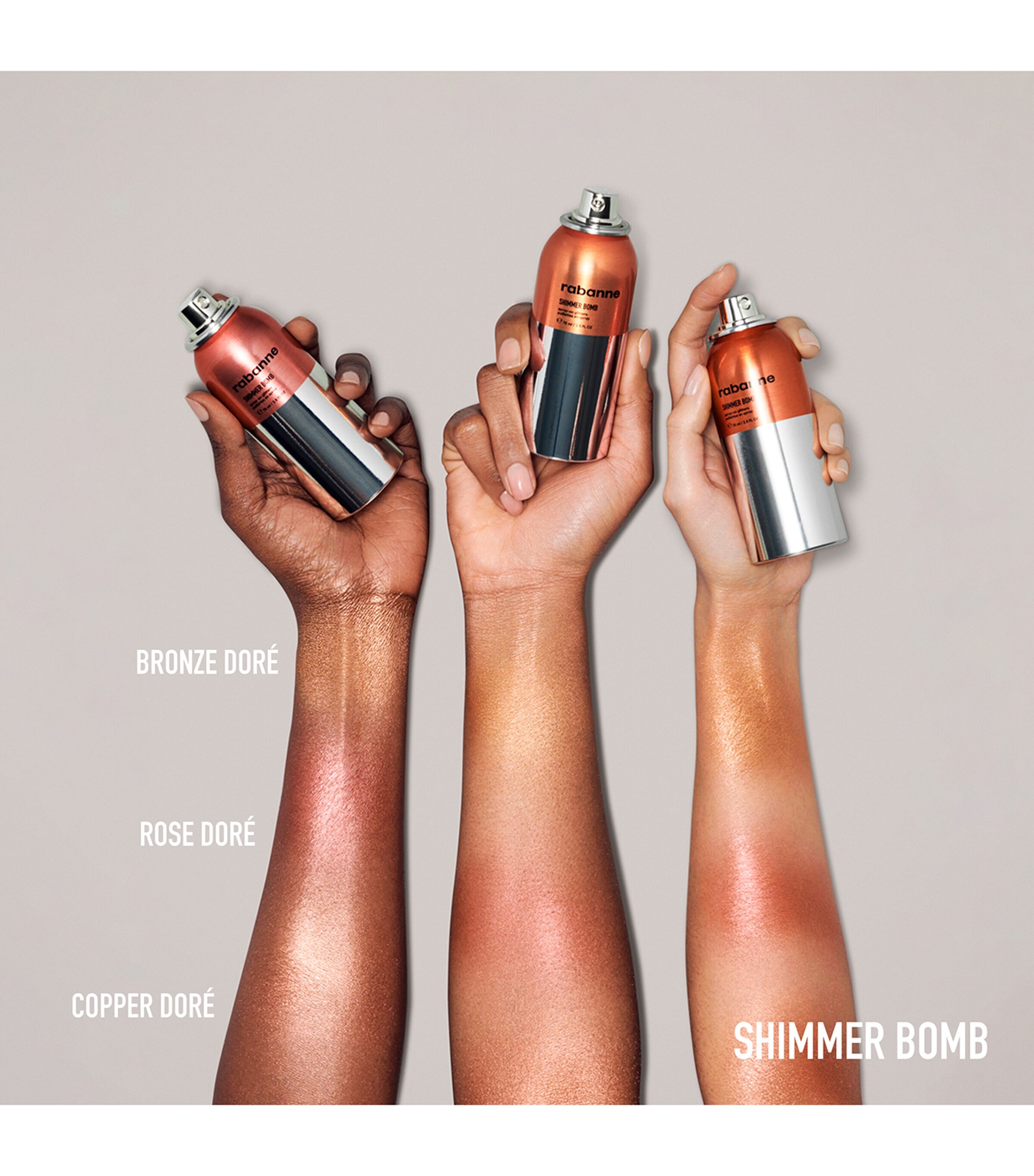 Rabanne Shimmer Bomb Spray-On Glitter Rose Dore Image 3