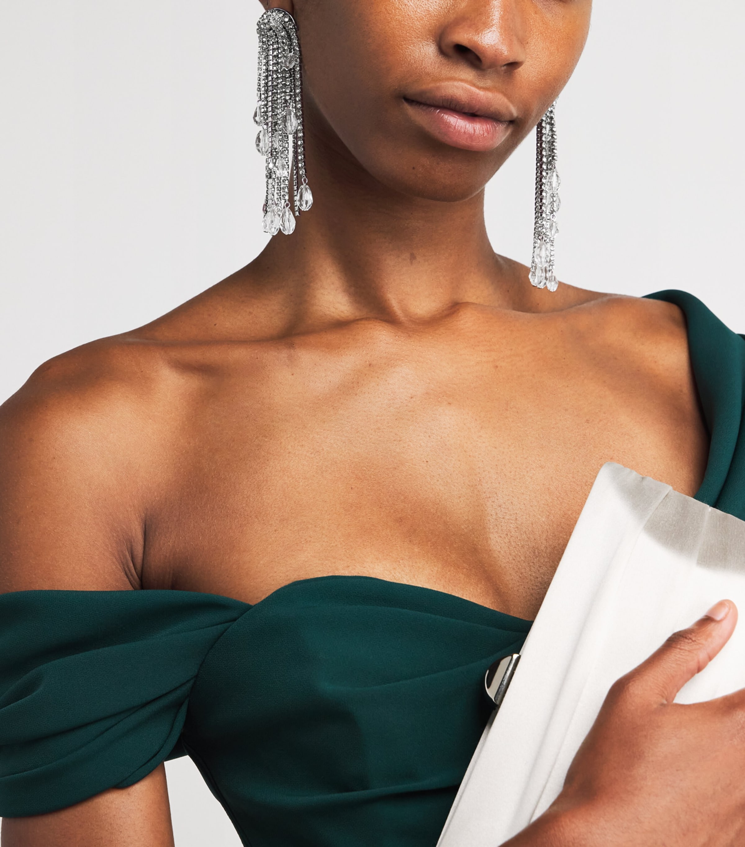 Crystal Tassel Earrings 904 SILVER Image 2