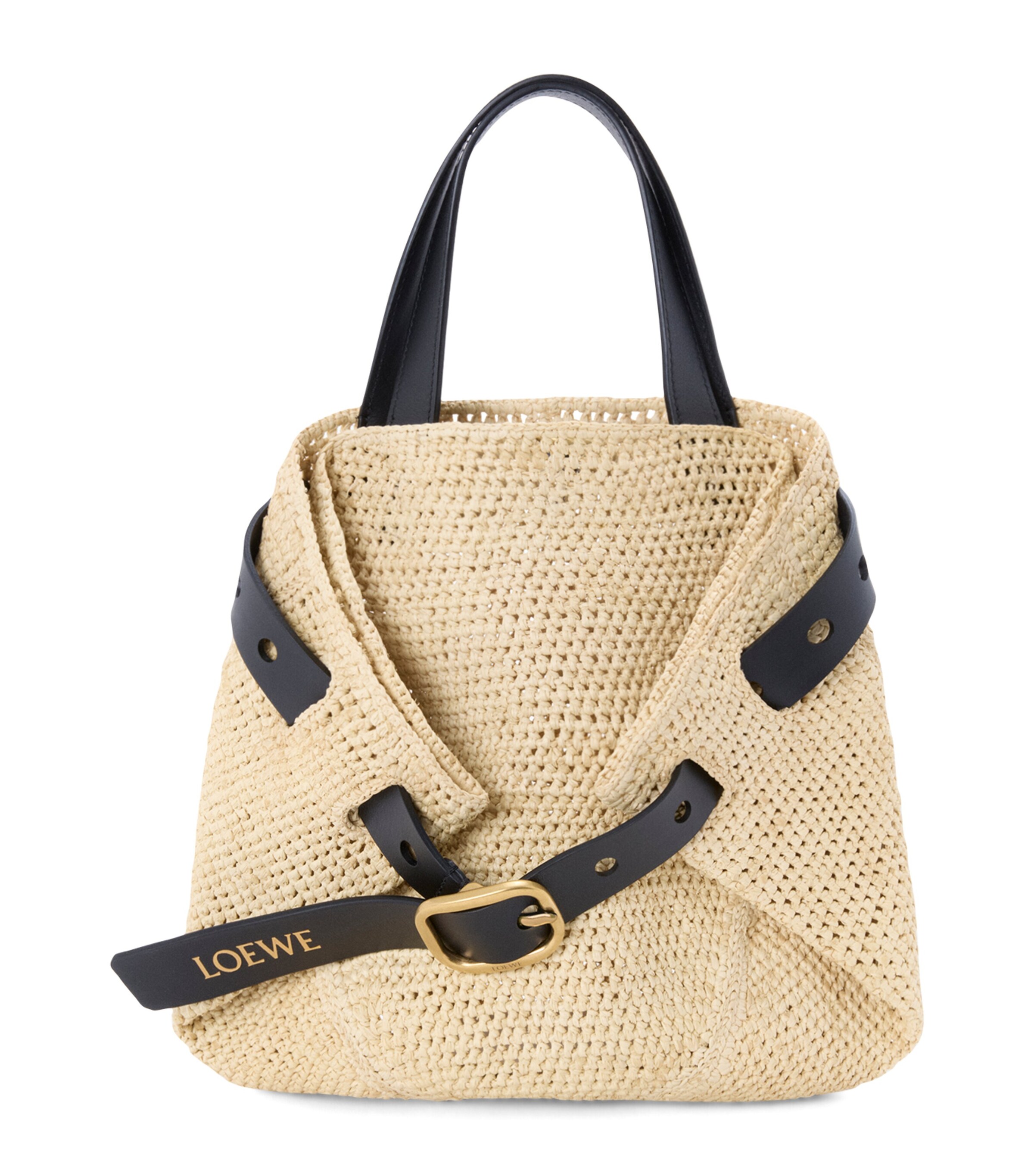LOEWE Mini Raffa Punch Hole Tote Bag Natural Image 1