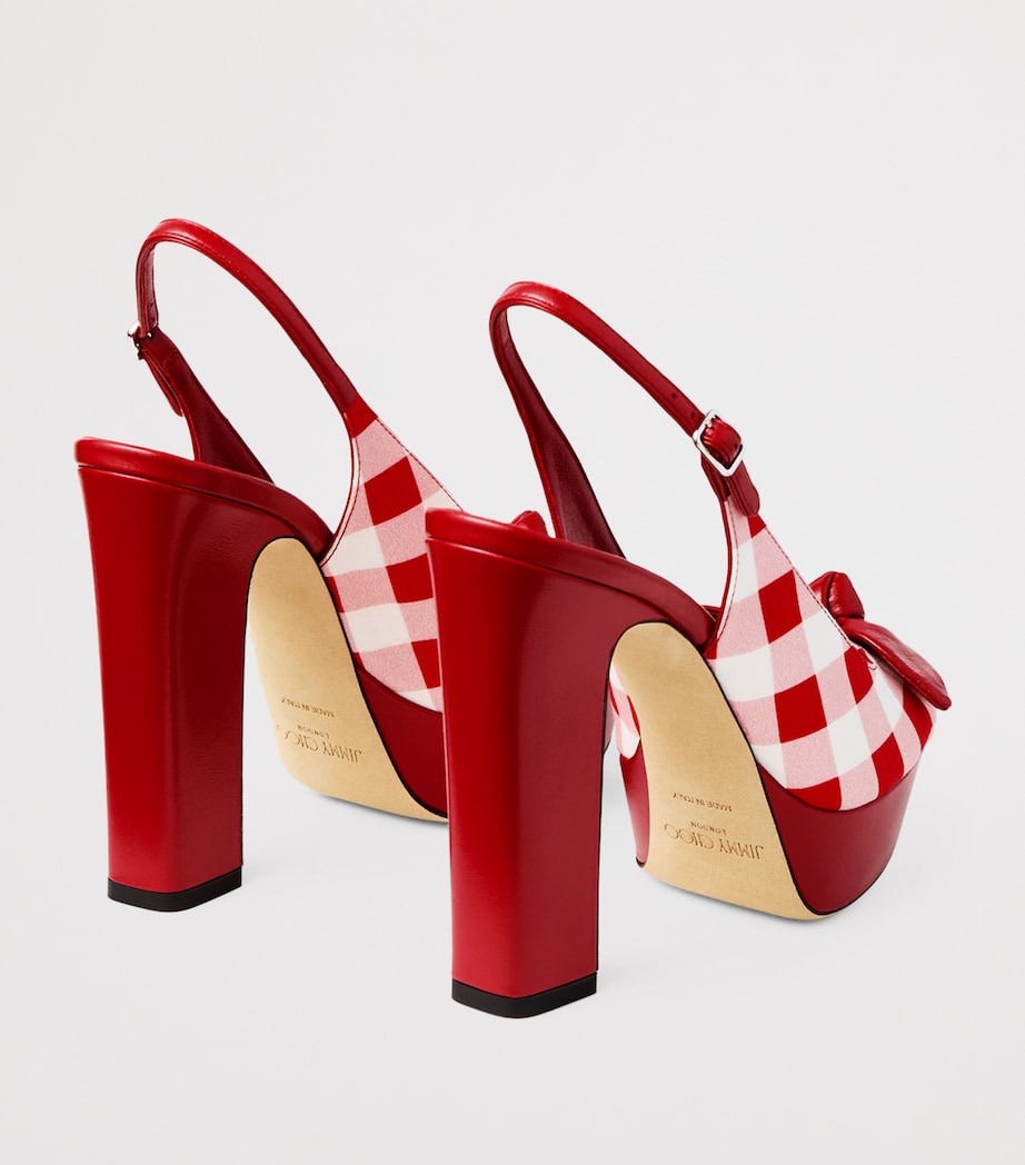 Jimmy Choo Ziva 120 Gingham Sandals Ruby Red Mix Image 3