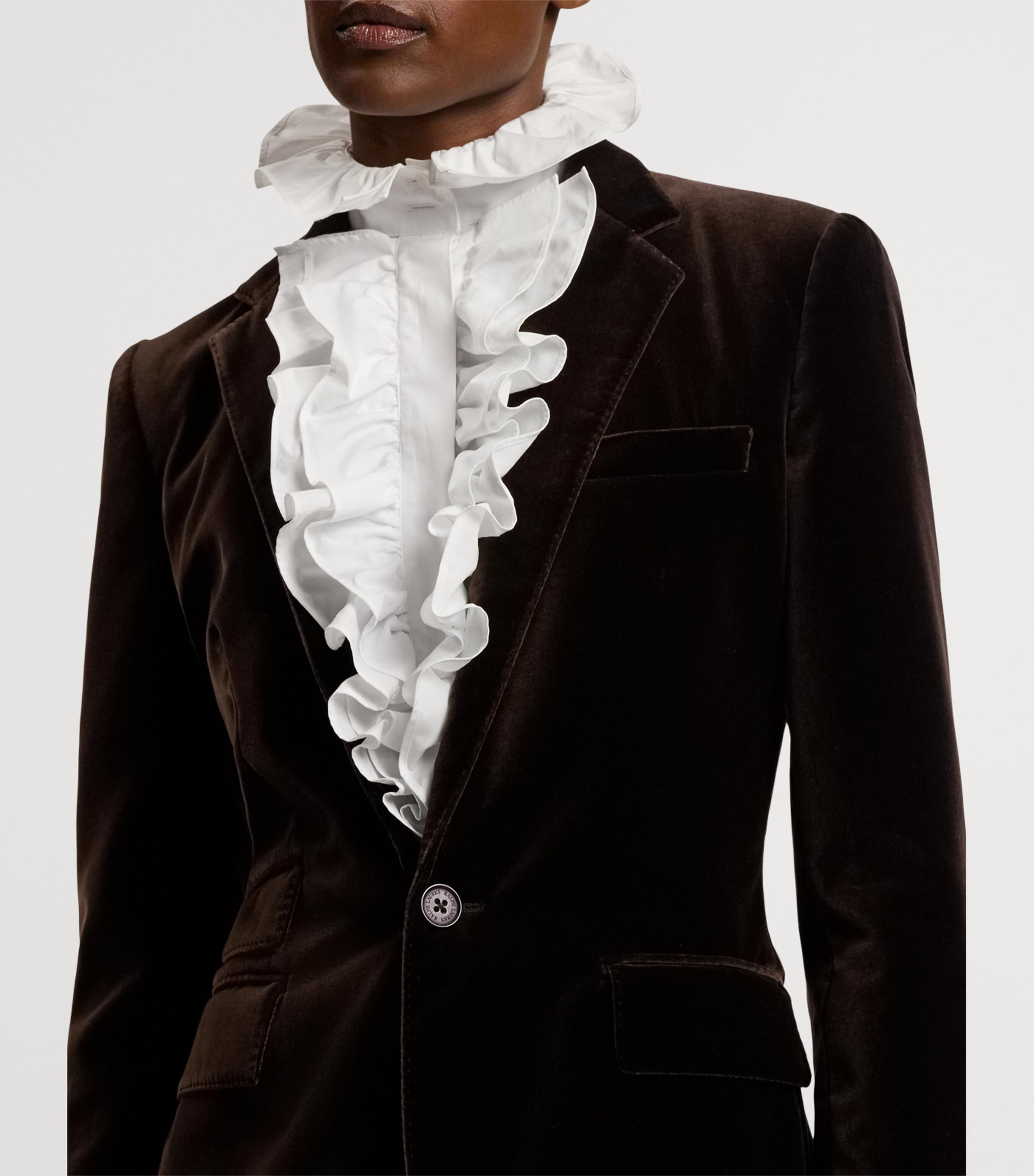 Cotton-Blend Velvet Parker Blazer DARK BROWN Image 3