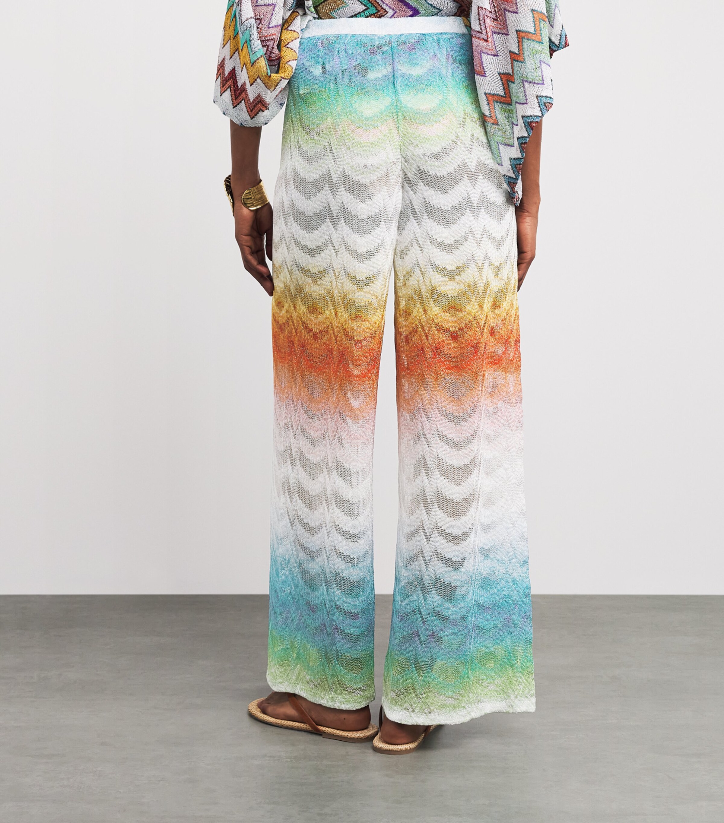 Missoni Womens Metallic Zigzag Wide-Leg Trousers Image 5