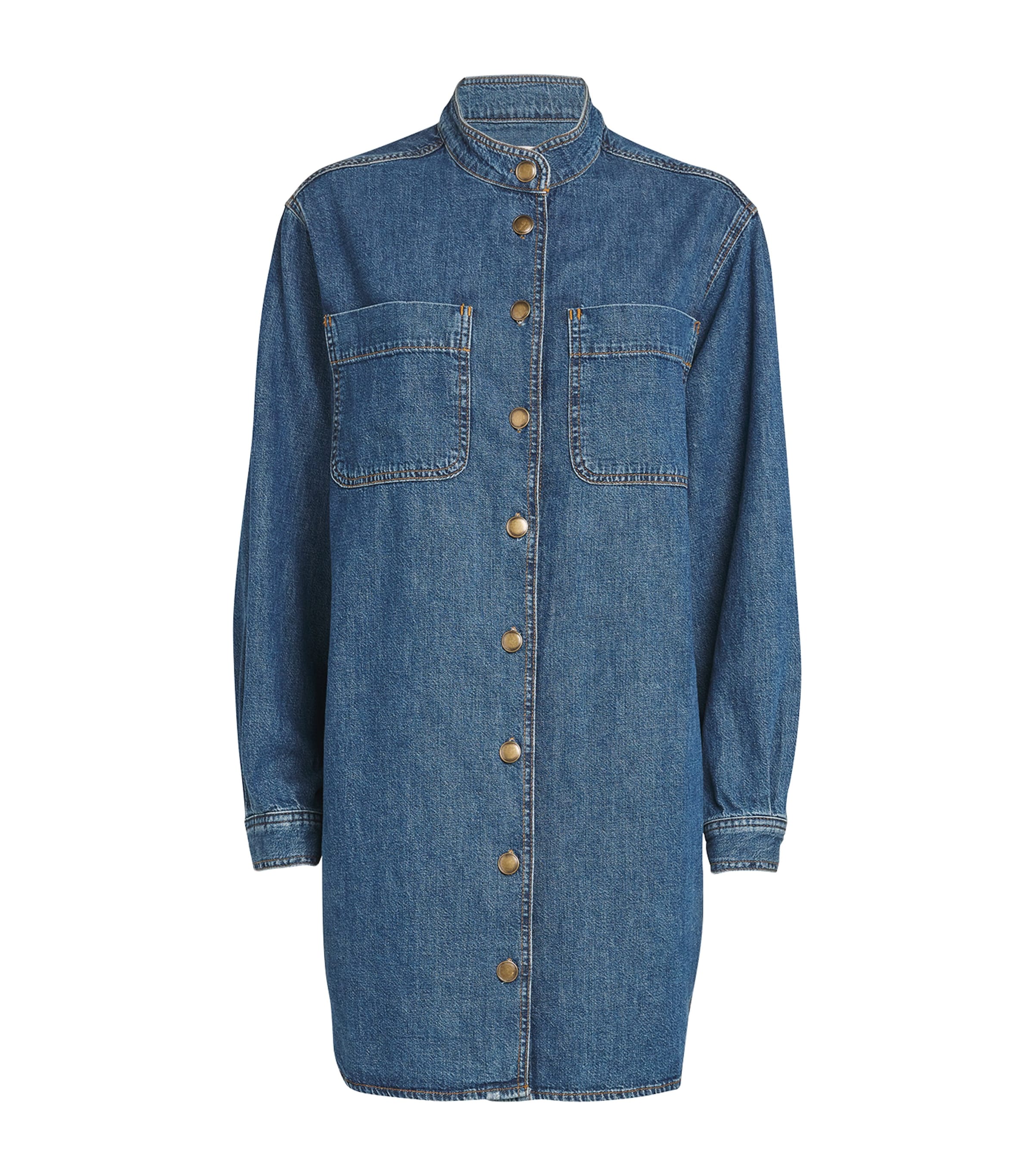 Frame Denim Shirt Dress In Blue