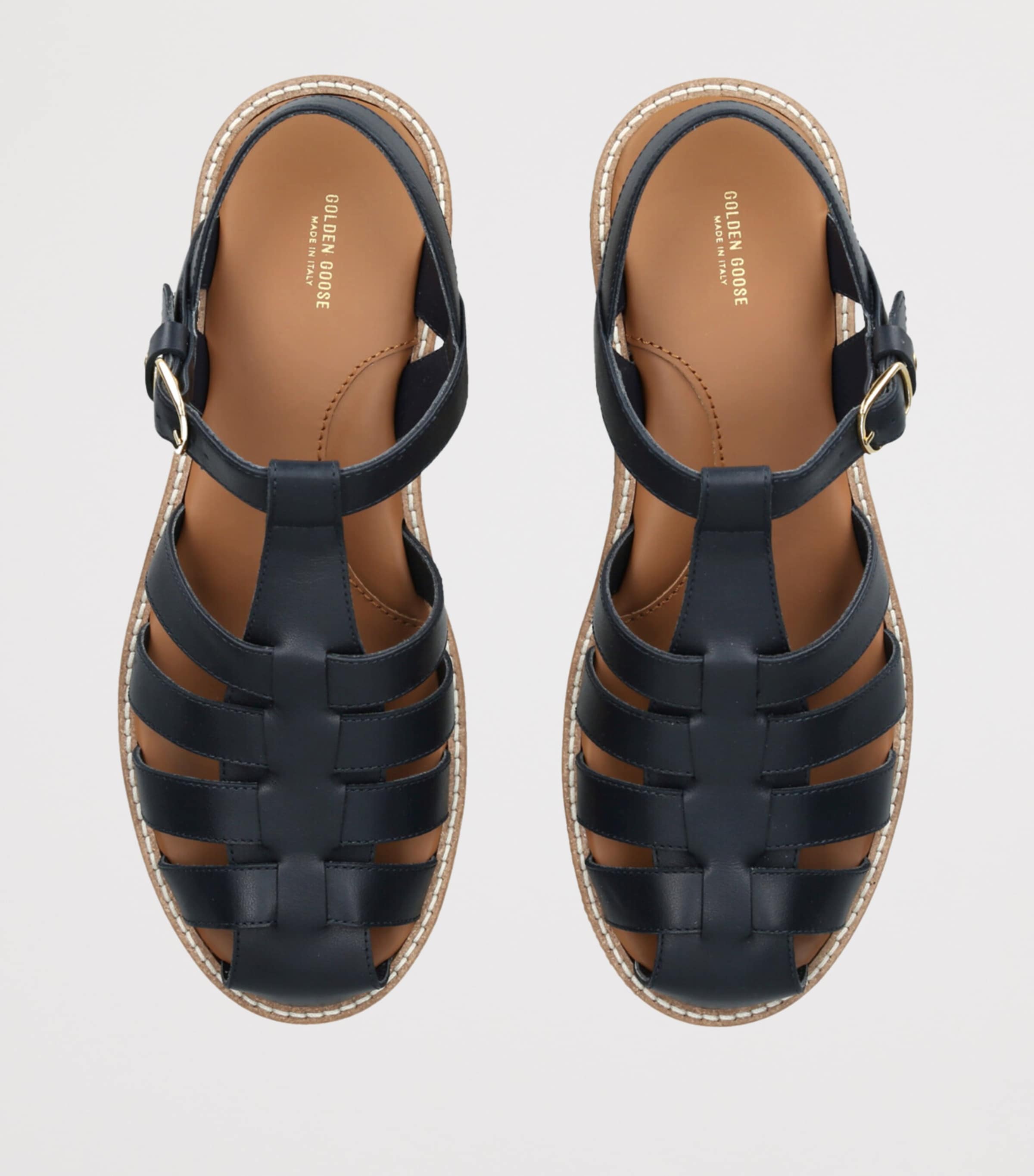 Golden Goose Leather Maxime Sandals Navy Image 4
