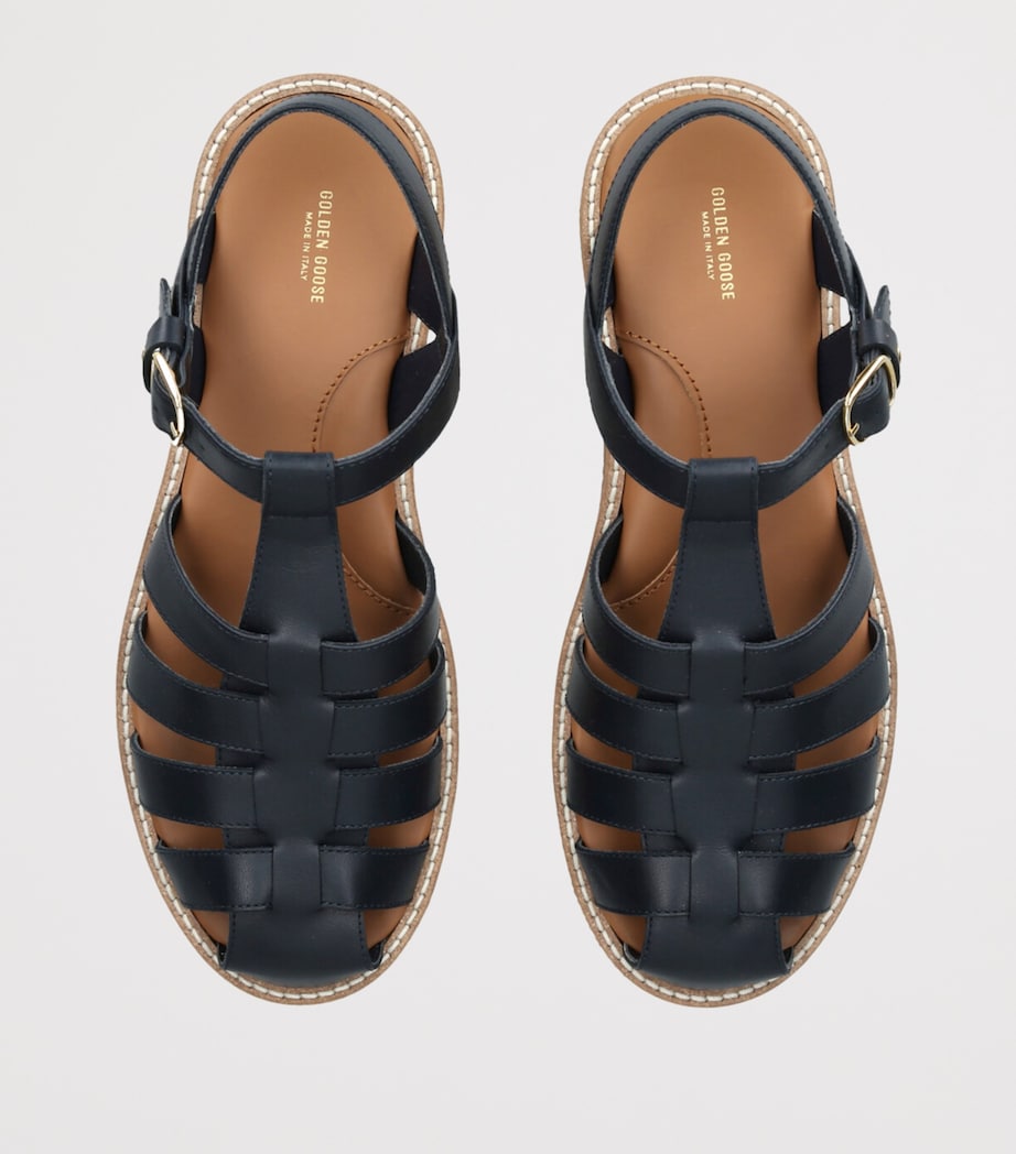 Golden Goose Leather Maxime Sandals Navy Image 4