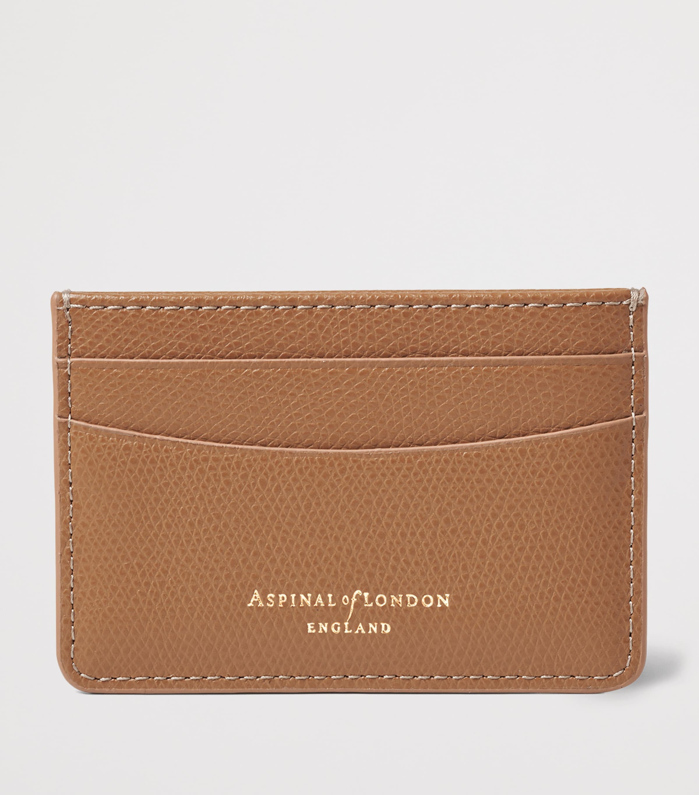 Aspinal Of London Leather Logo Card Holder Caramel Image 2
