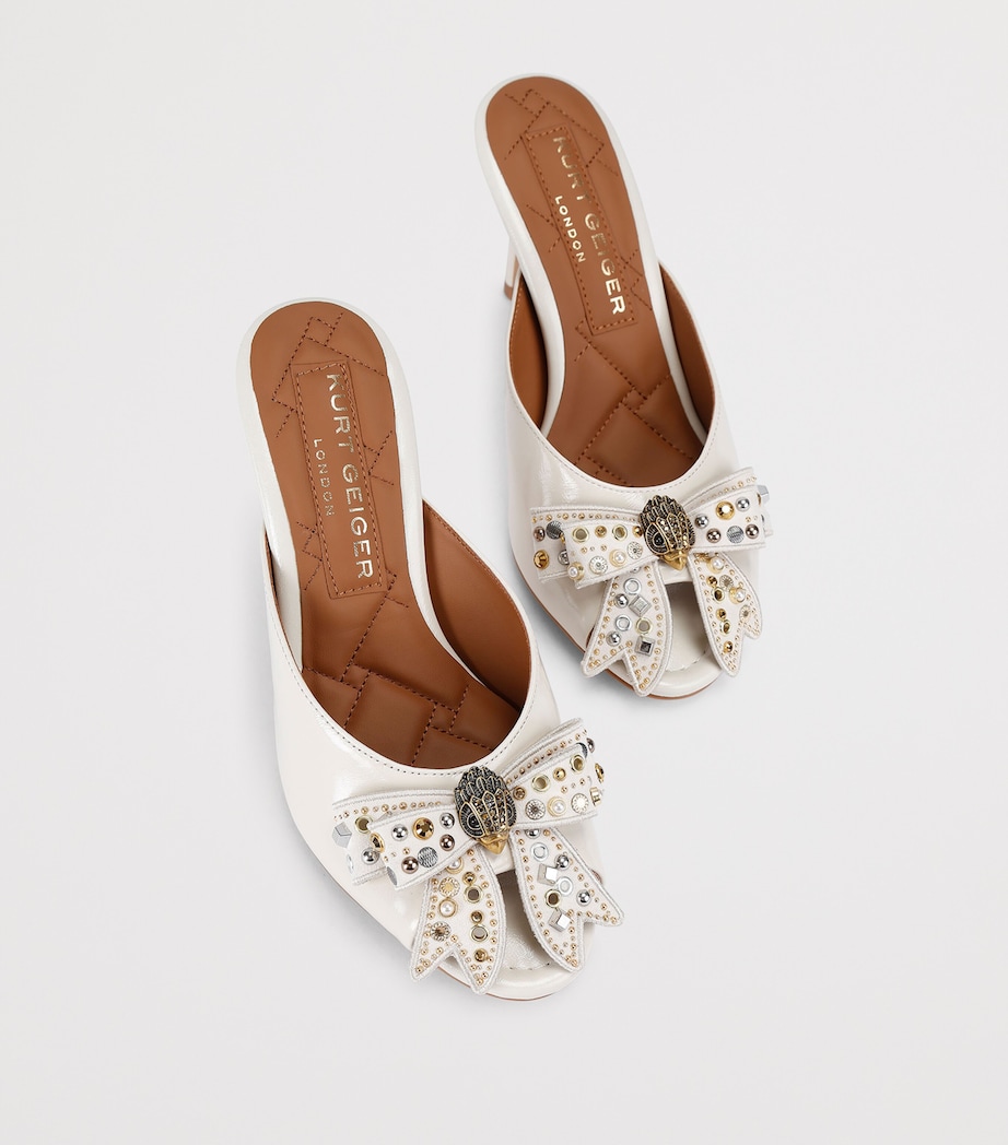 Leather Belgravia Stud Bow Heeled Mules BONE/COMB Image 4