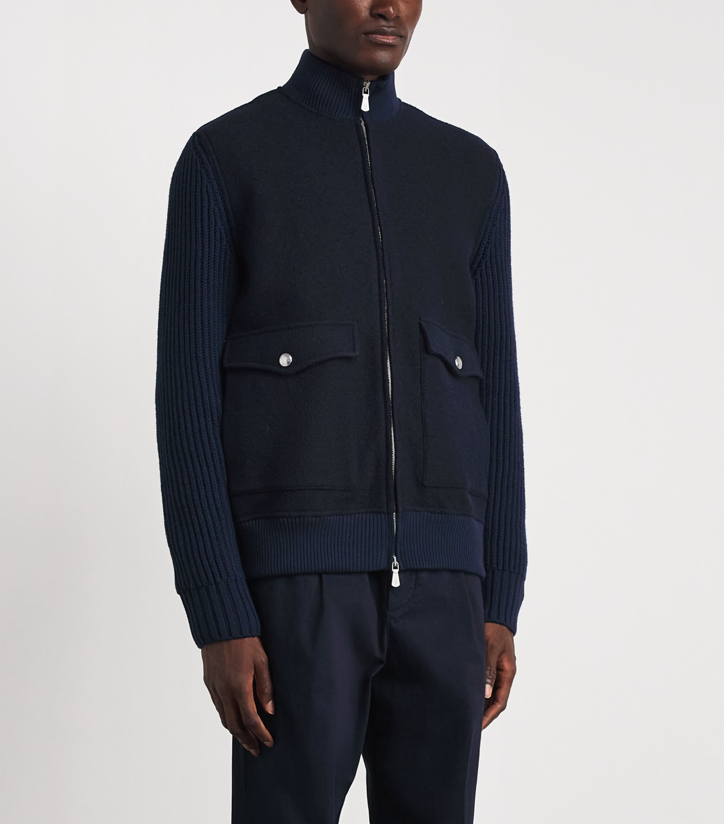 Eleventy Mens Wool Bomber Jacket Royal E Blu Image 4