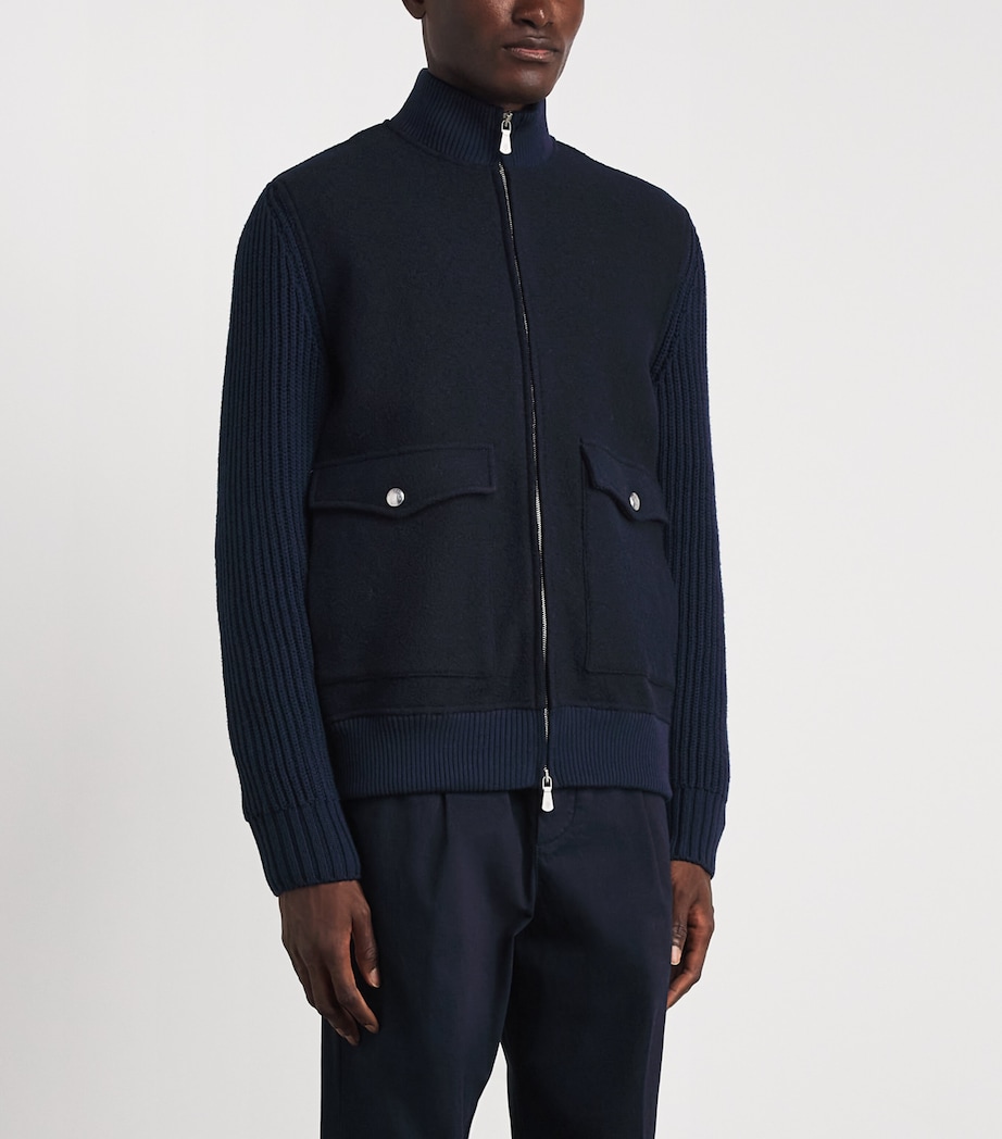 Eleventy Mens Wool Bomber Jacket Royal E Blu Image 4