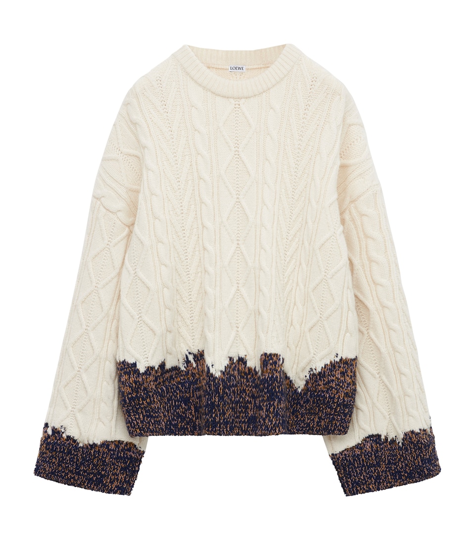 Wool Cable-Knit Contrast Sweater